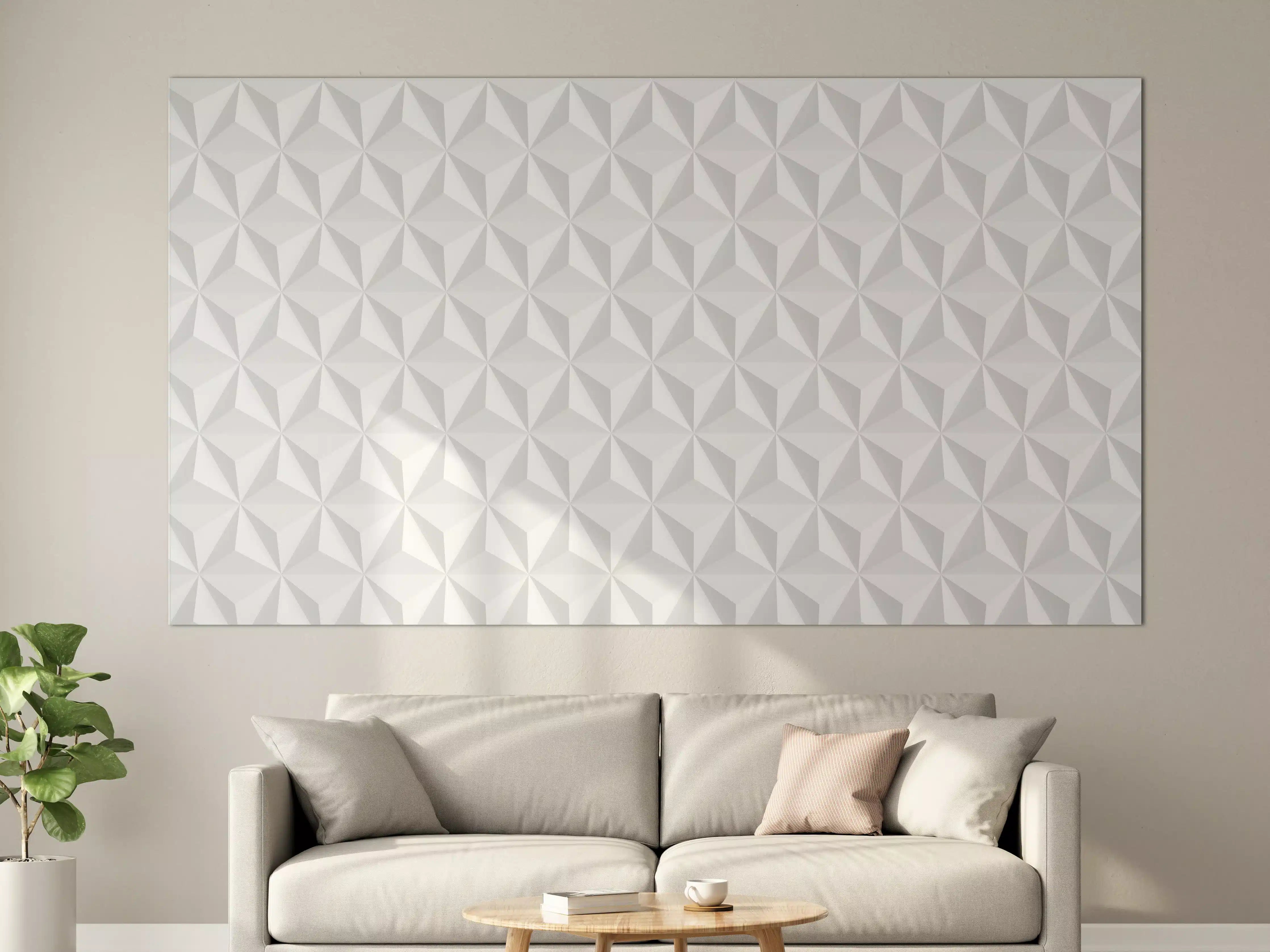 Große Wandbilder - Geometrische Weiß-Grau 3D Textur