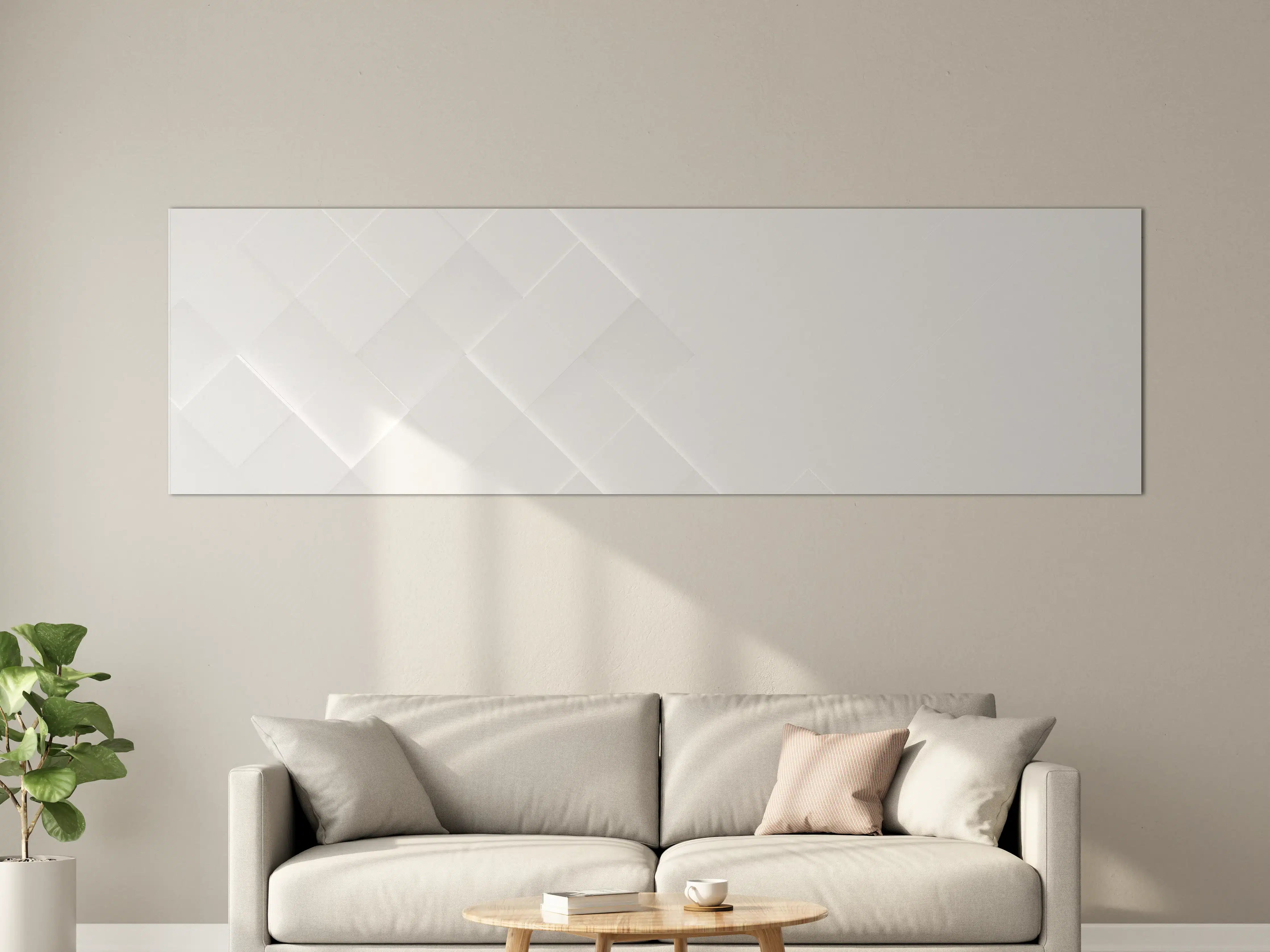 Große Wandbilder - Geometrische Weiß-Grau Struktur