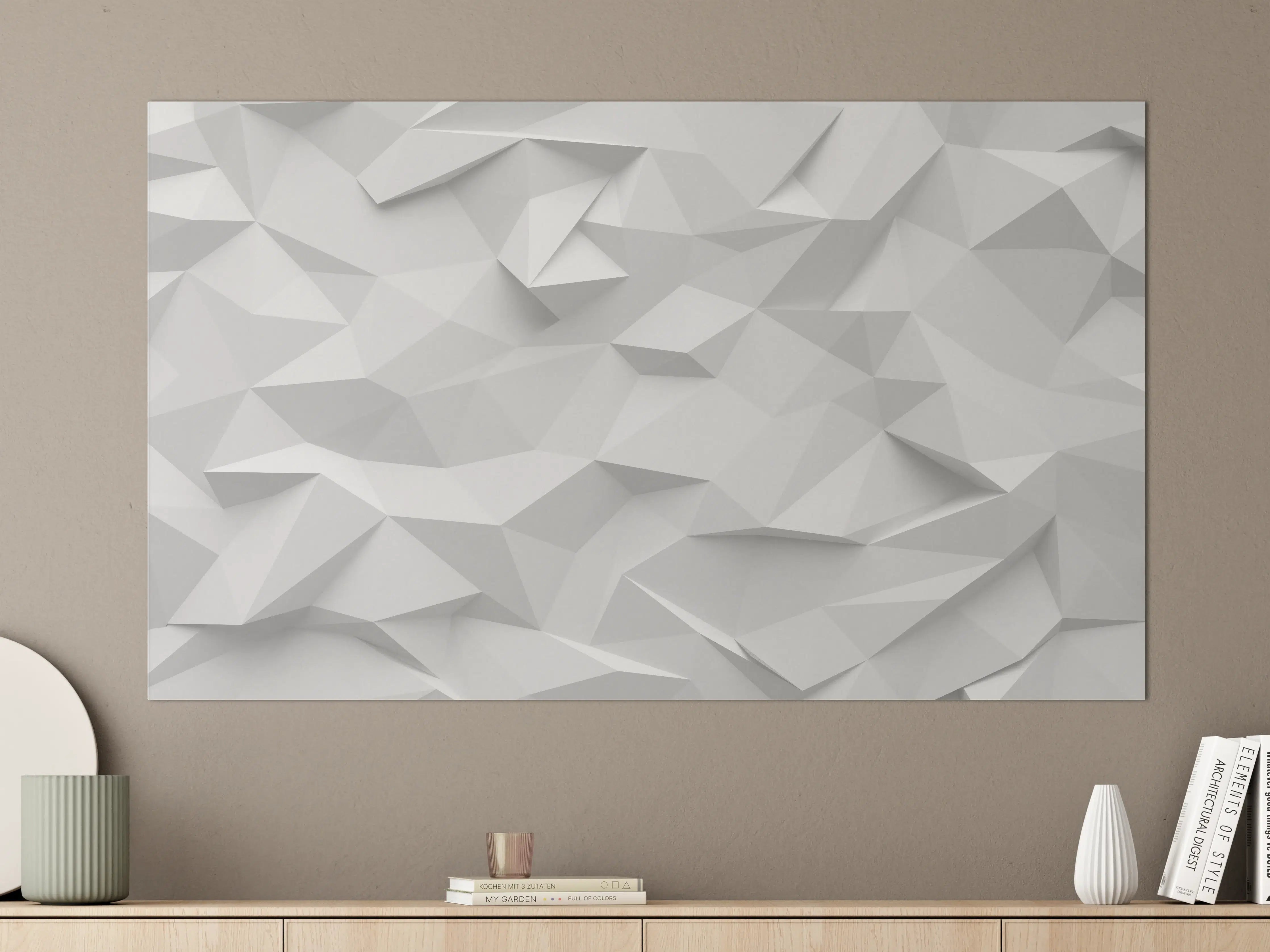 Große Wandbilder - Geometrische Weiß-Grau Textur