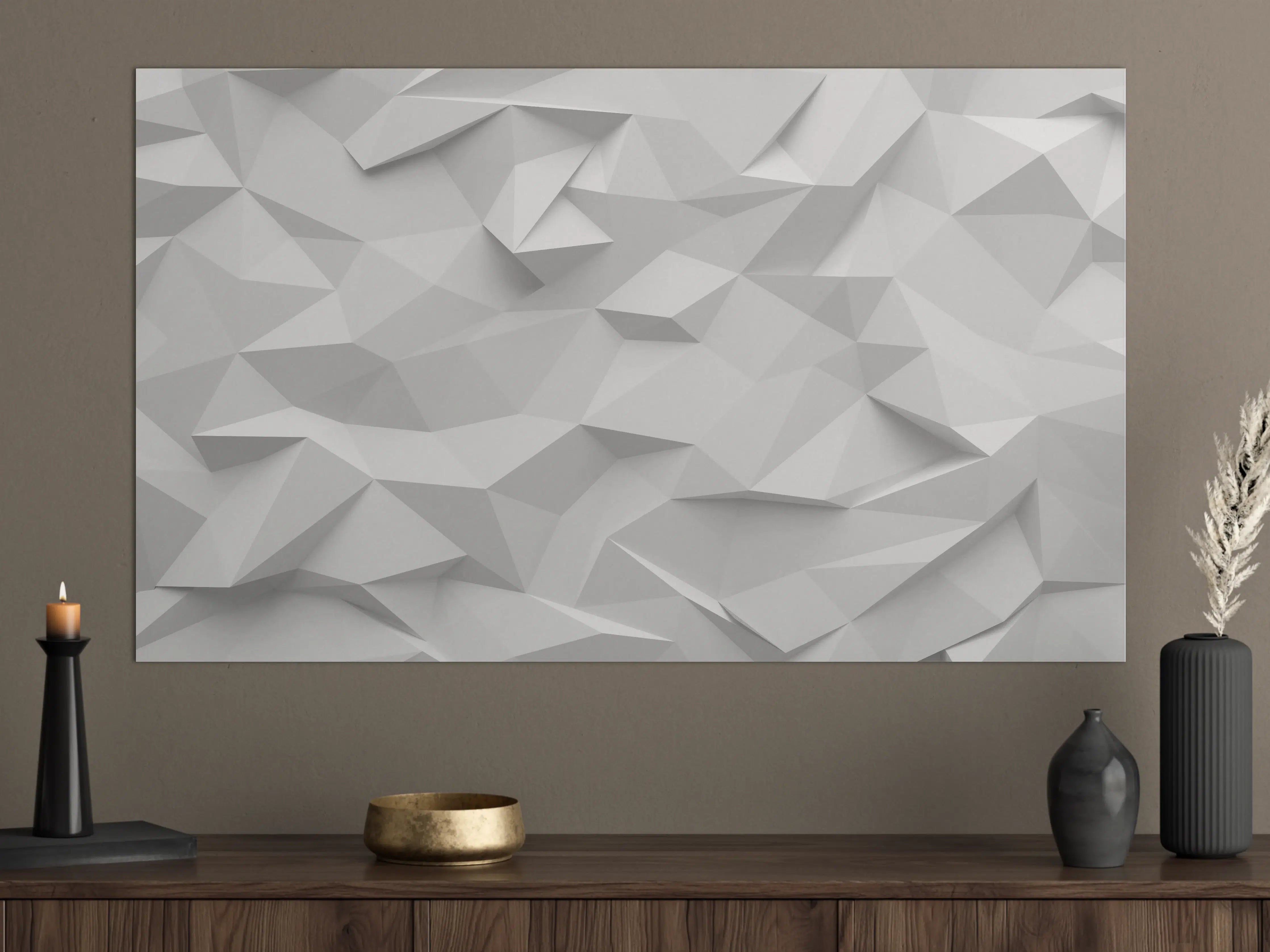 Große Wandbilder - Geometrische Weiß-Grau Textur