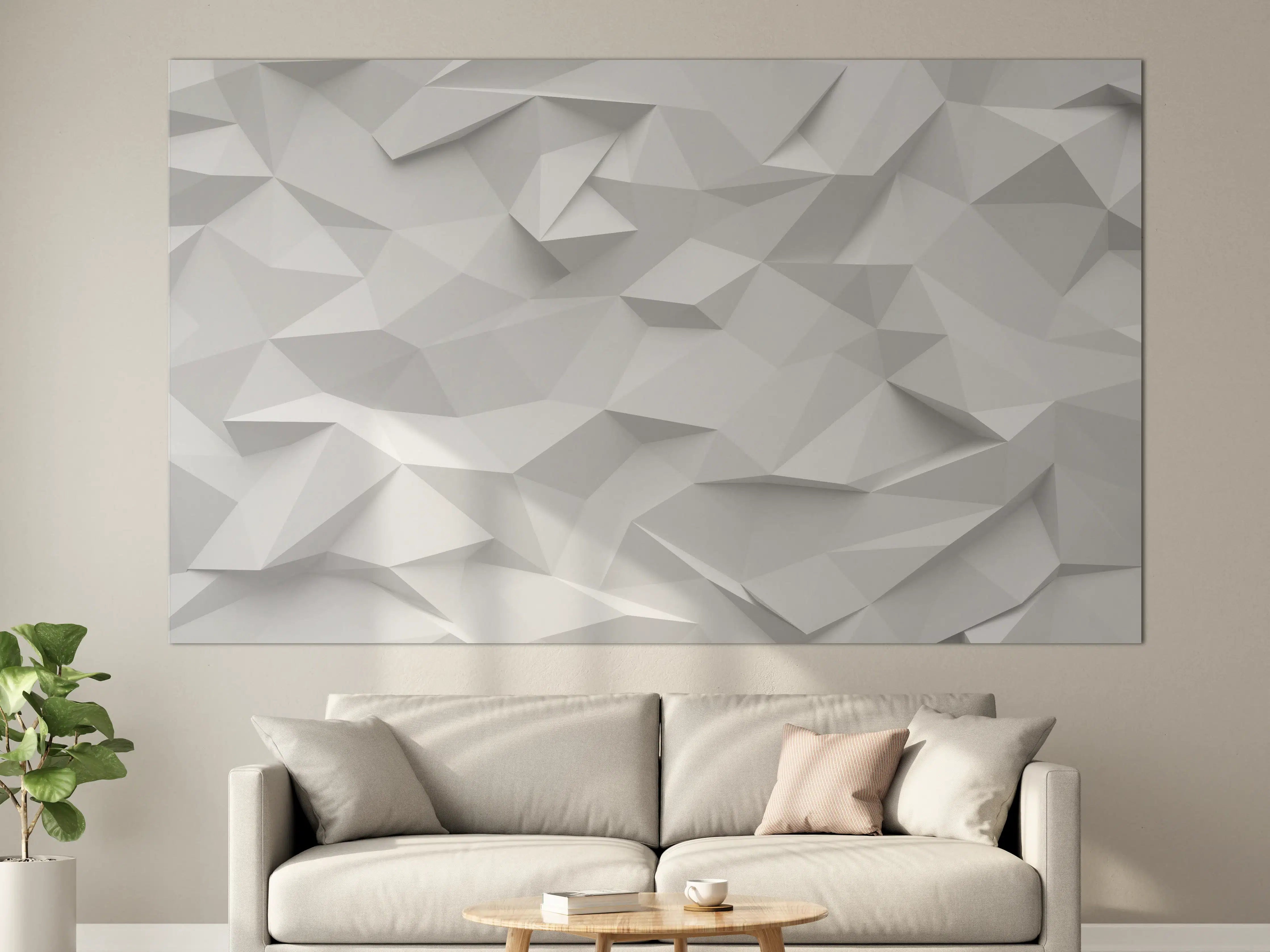 Große Wandbilder - Geometrische Weiß-Grau Textur