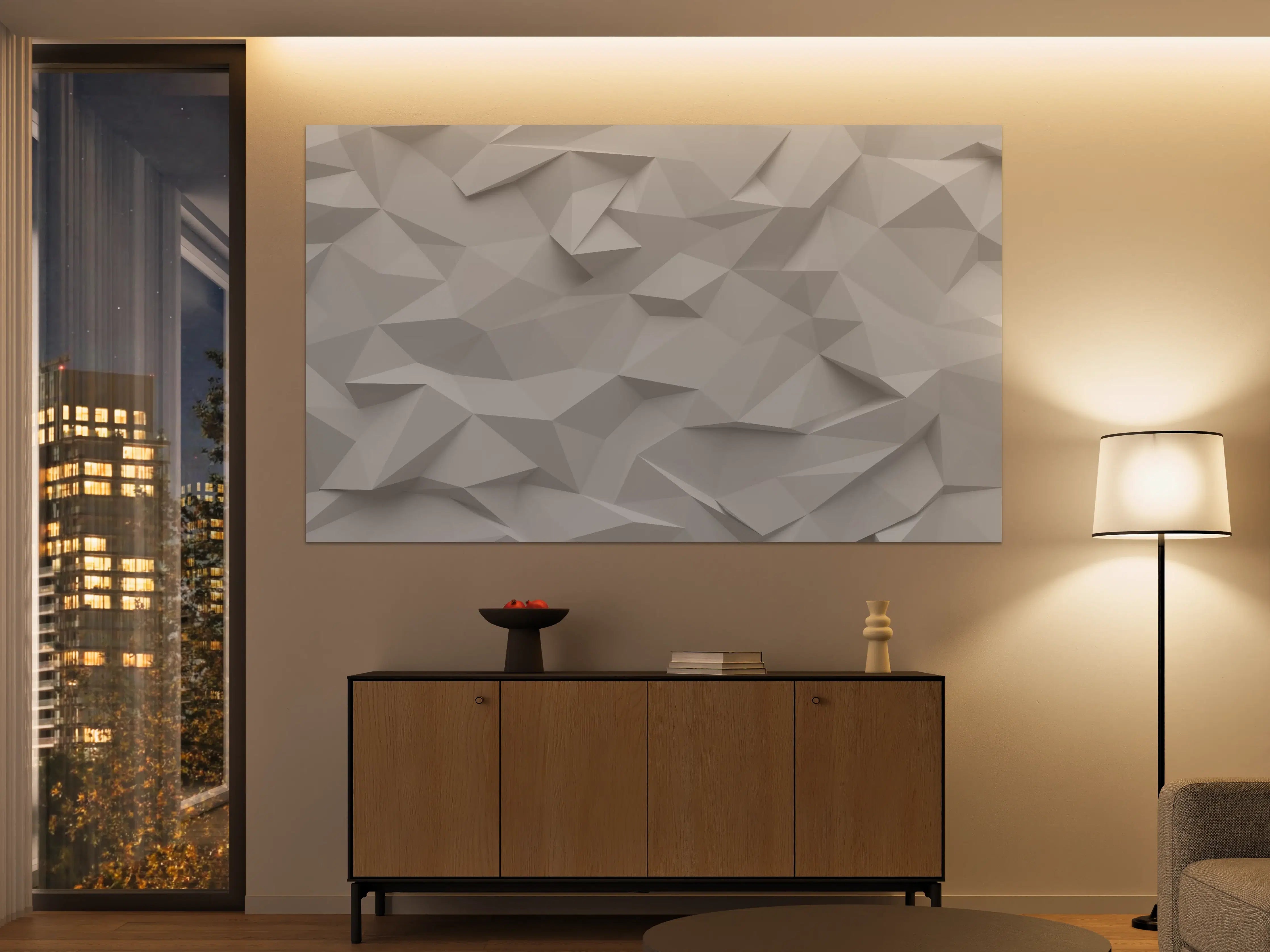 Große Wandbilder - Geometrische Weiß-Grau Textur