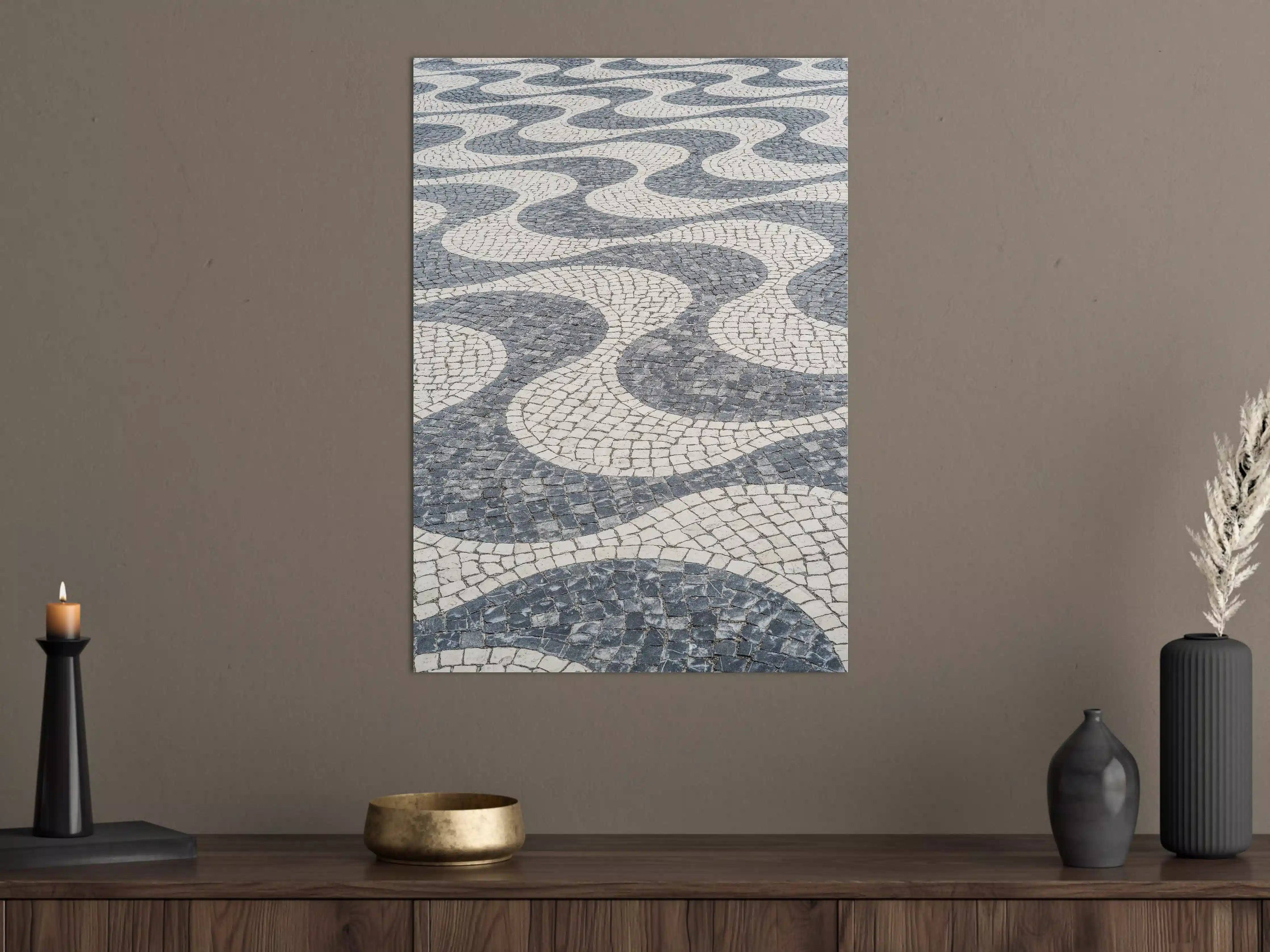 Große Wandbilder - Geometrische Weiß-Schwarz-Mosaik