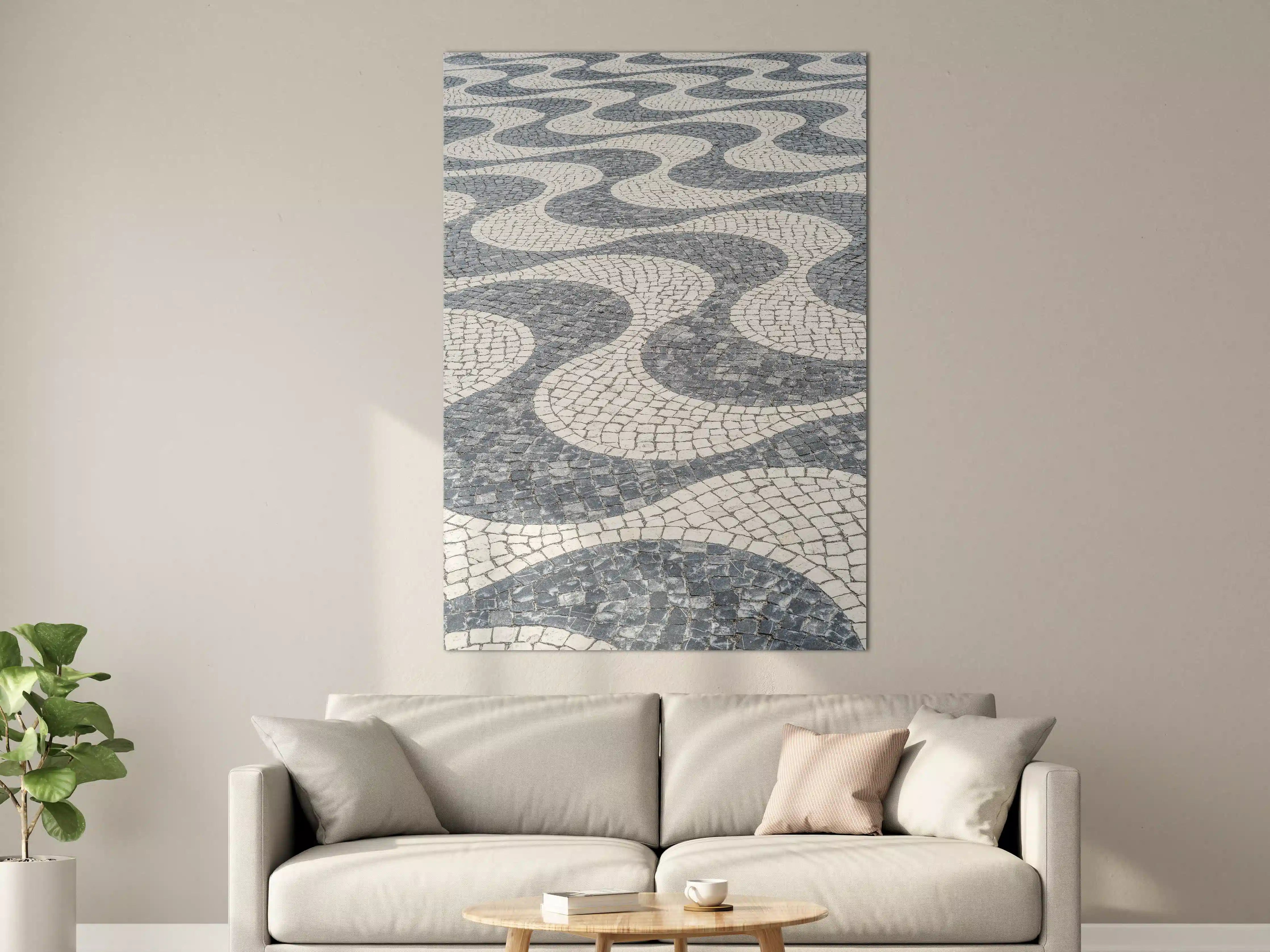 Große Wandbilder - Geometrische Weiß-Schwarz-Mosaik