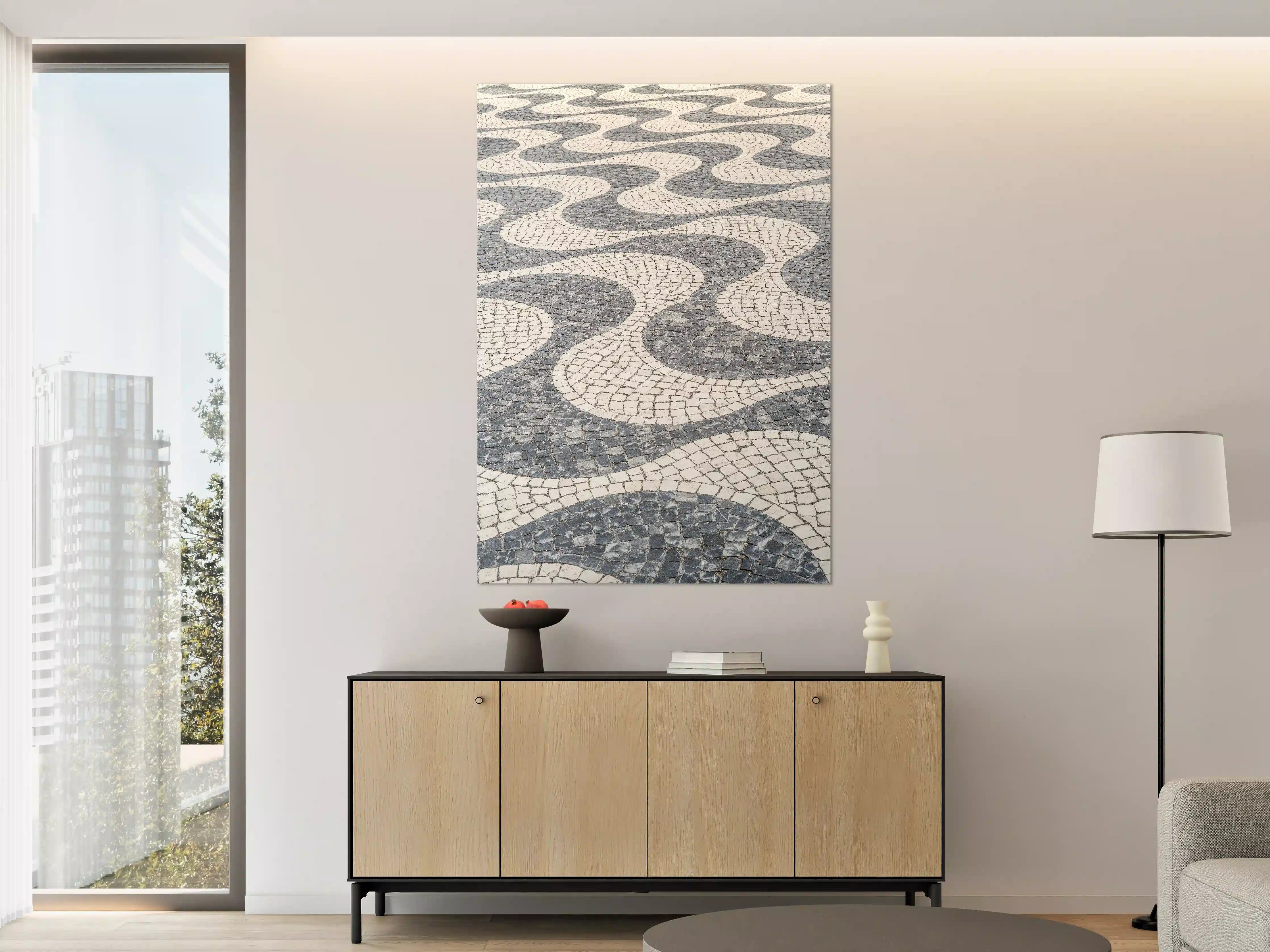 Große Wandbilder - Geometrische Weiß-Schwarz-Mosaik