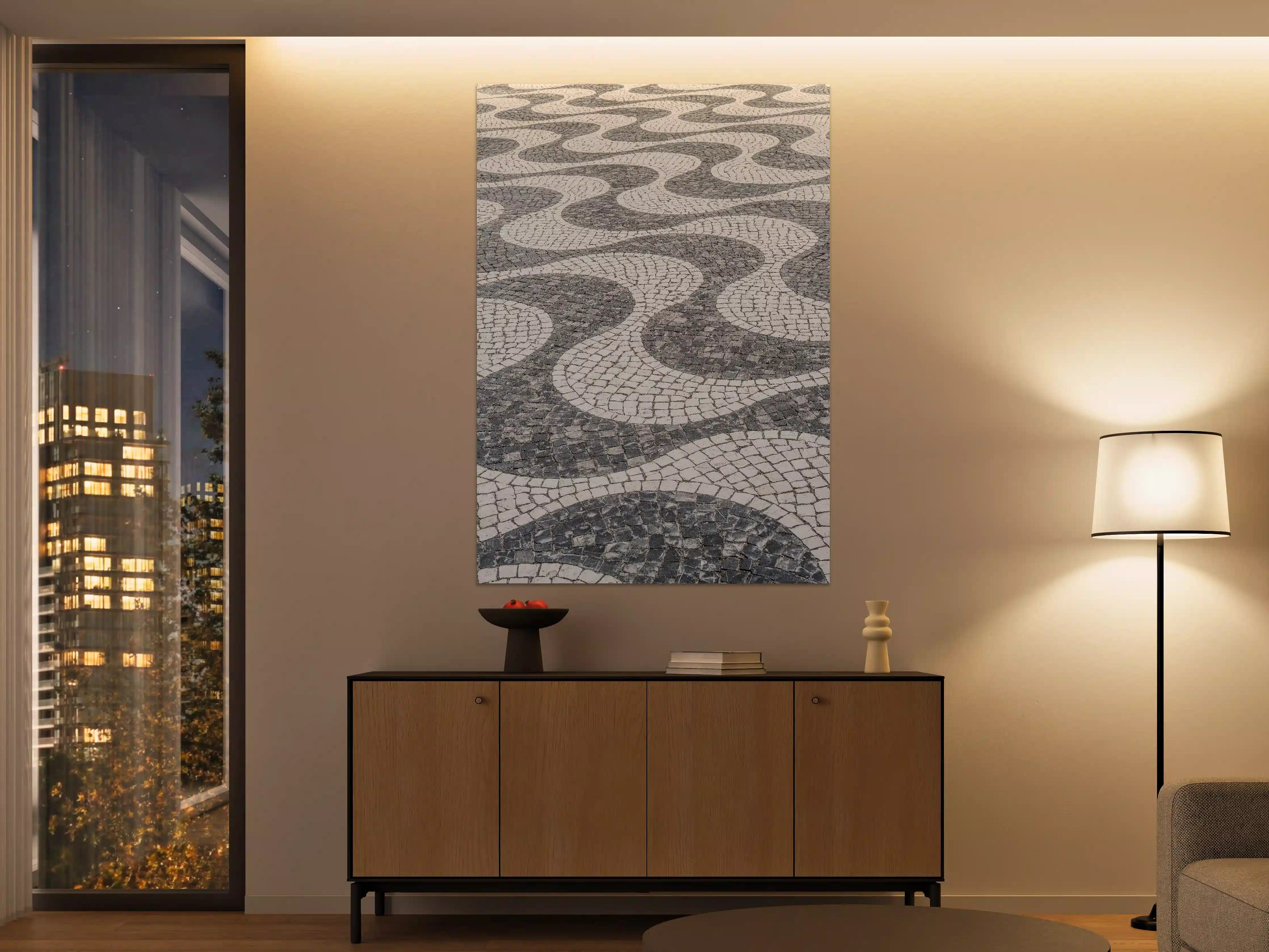 Große Wandbilder - Geometrische Weiß-Schwarz-Mosaik