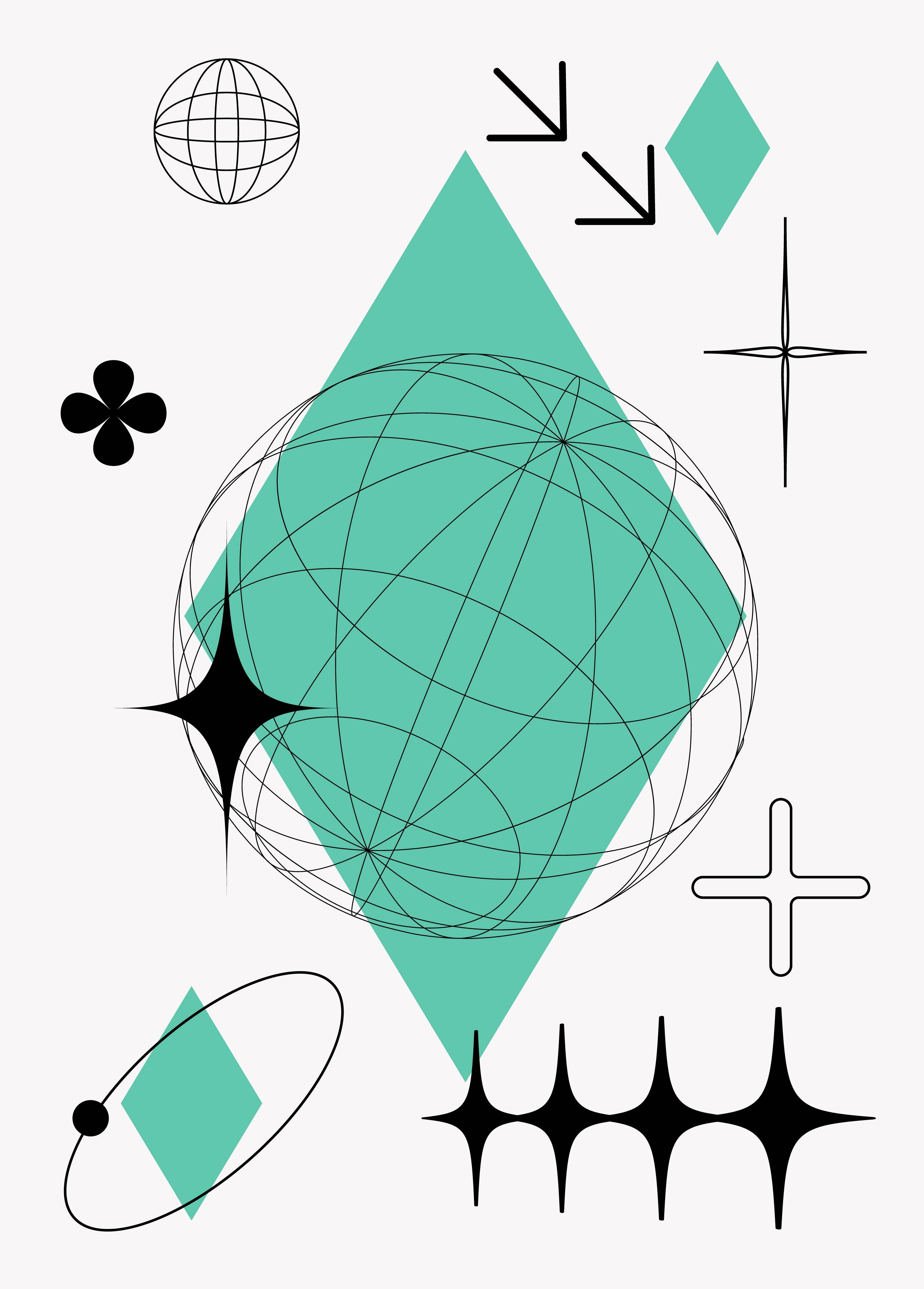 Große Wandbilder-Geometrische abstrakte Muster in Schwarz-Grün-Weiß