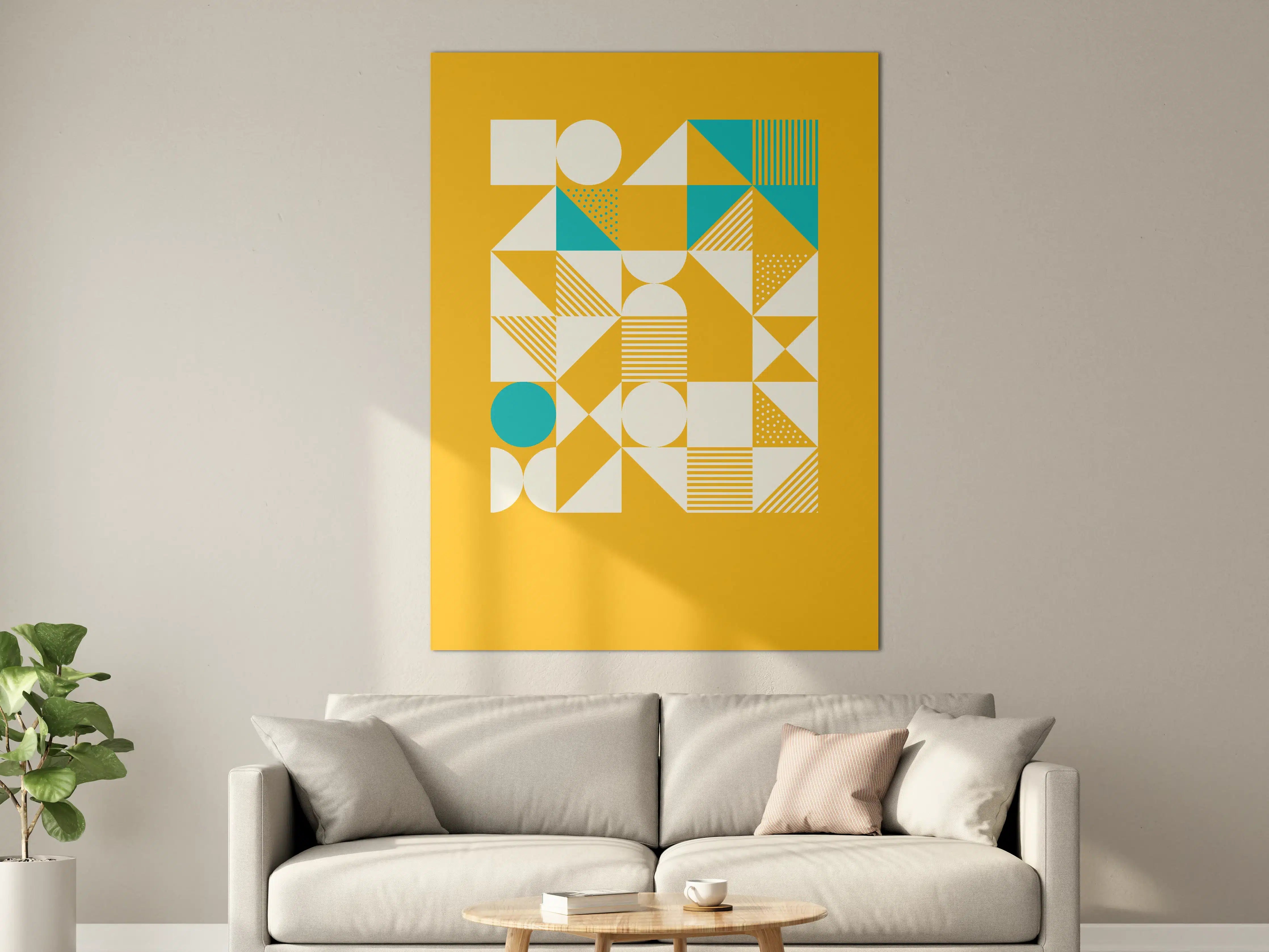 Große Wandbilder - Geometrisches Abstrakt mit Blau-Gold-Tönen