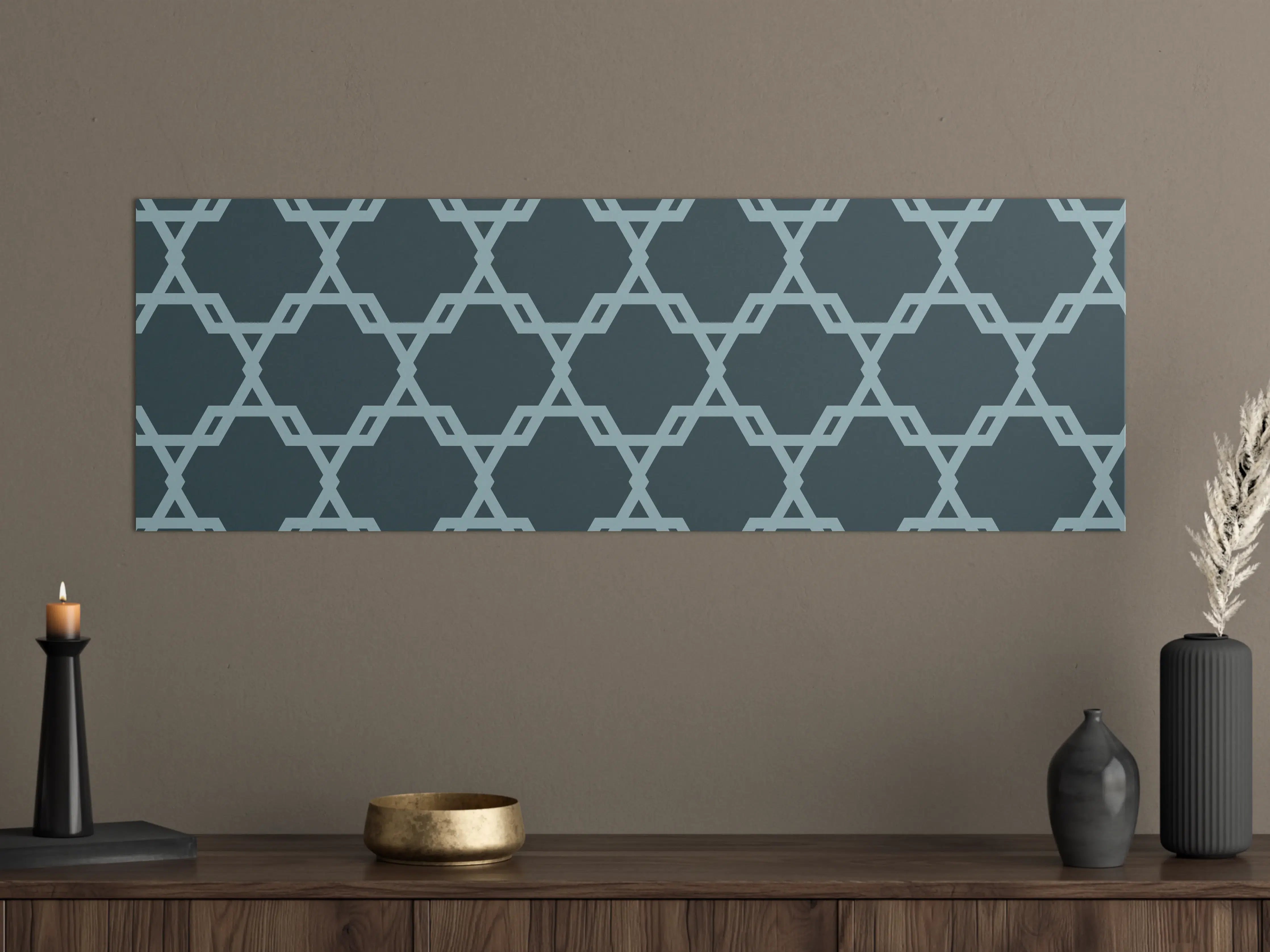 Große Wandbilder - Geometrisches Blaugrau Muster