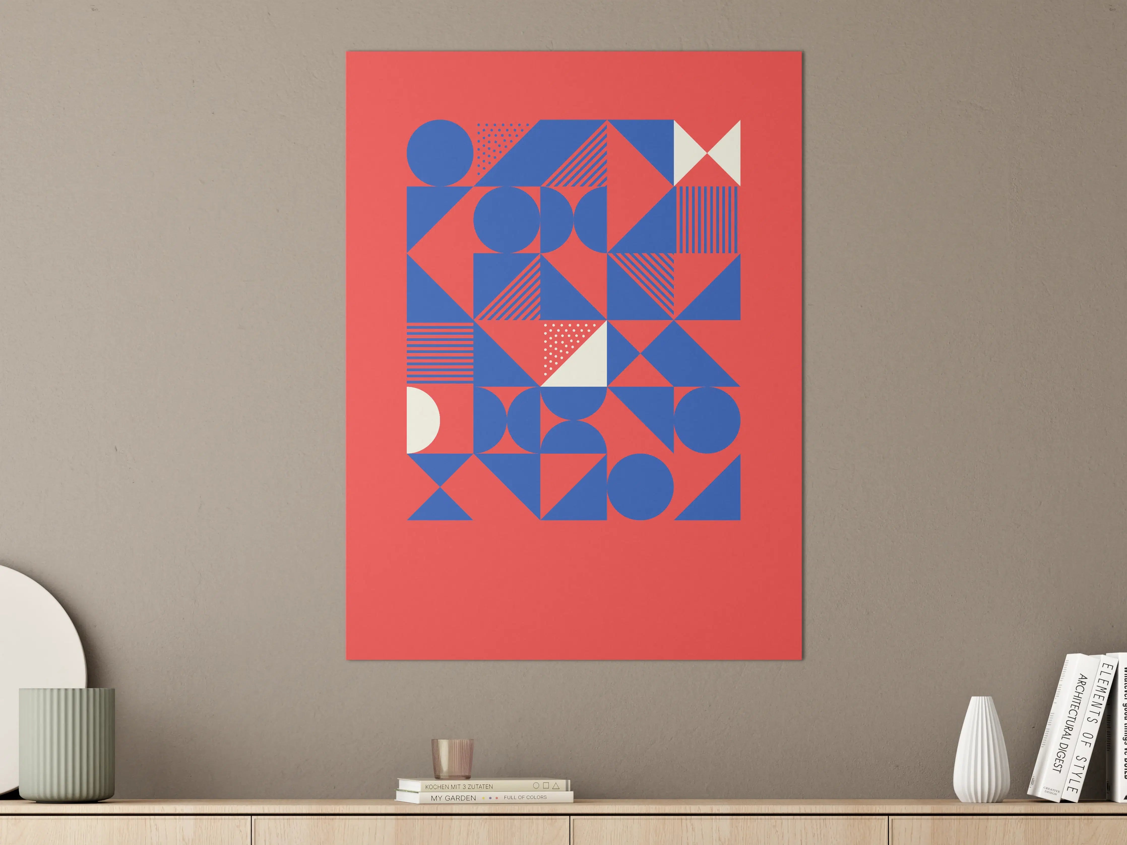 Große Wandbilder - Geometrisches Design in Blau und Rot