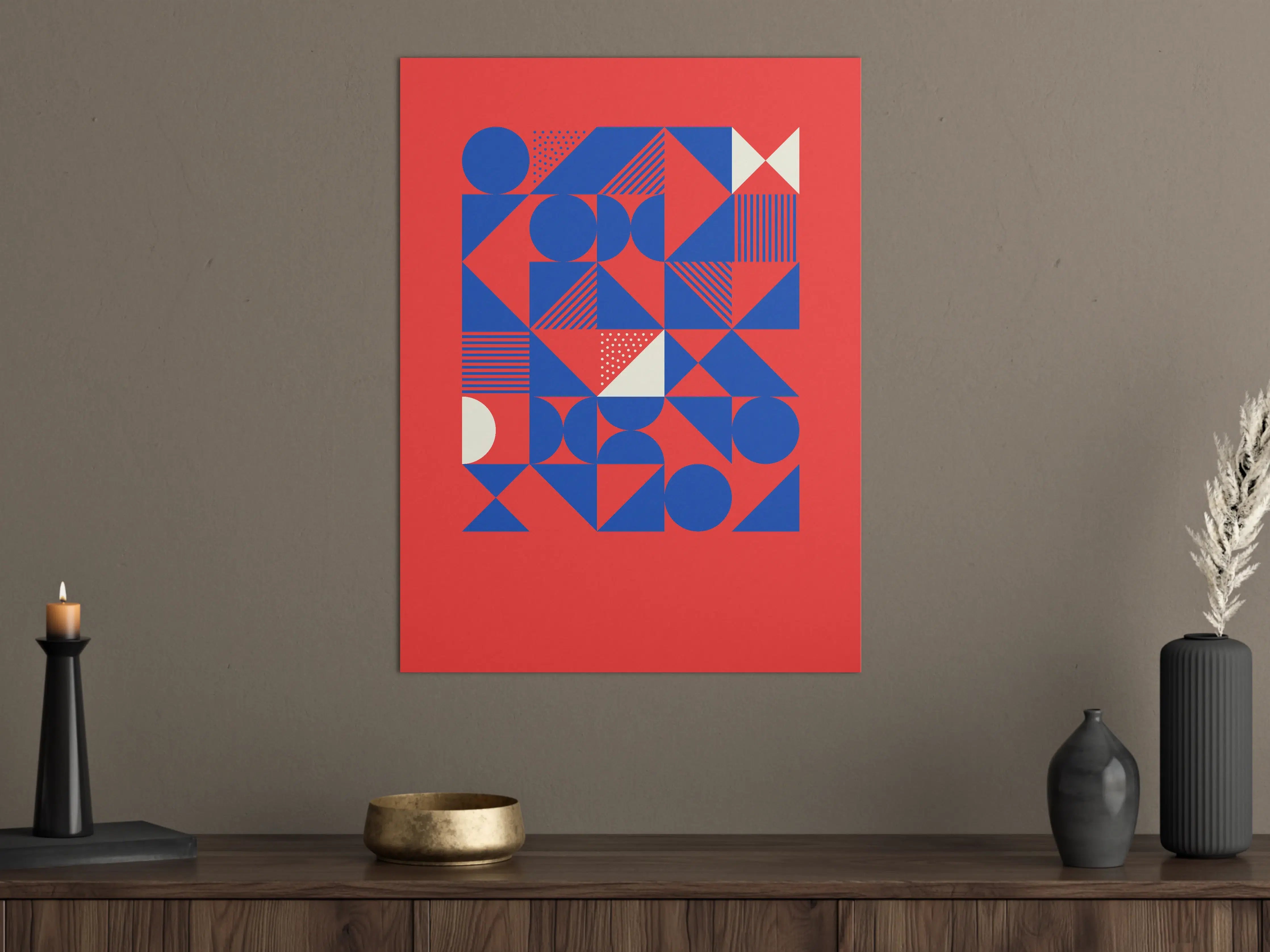 Große Wandbilder - Geometrisches Design in Blau und Rot