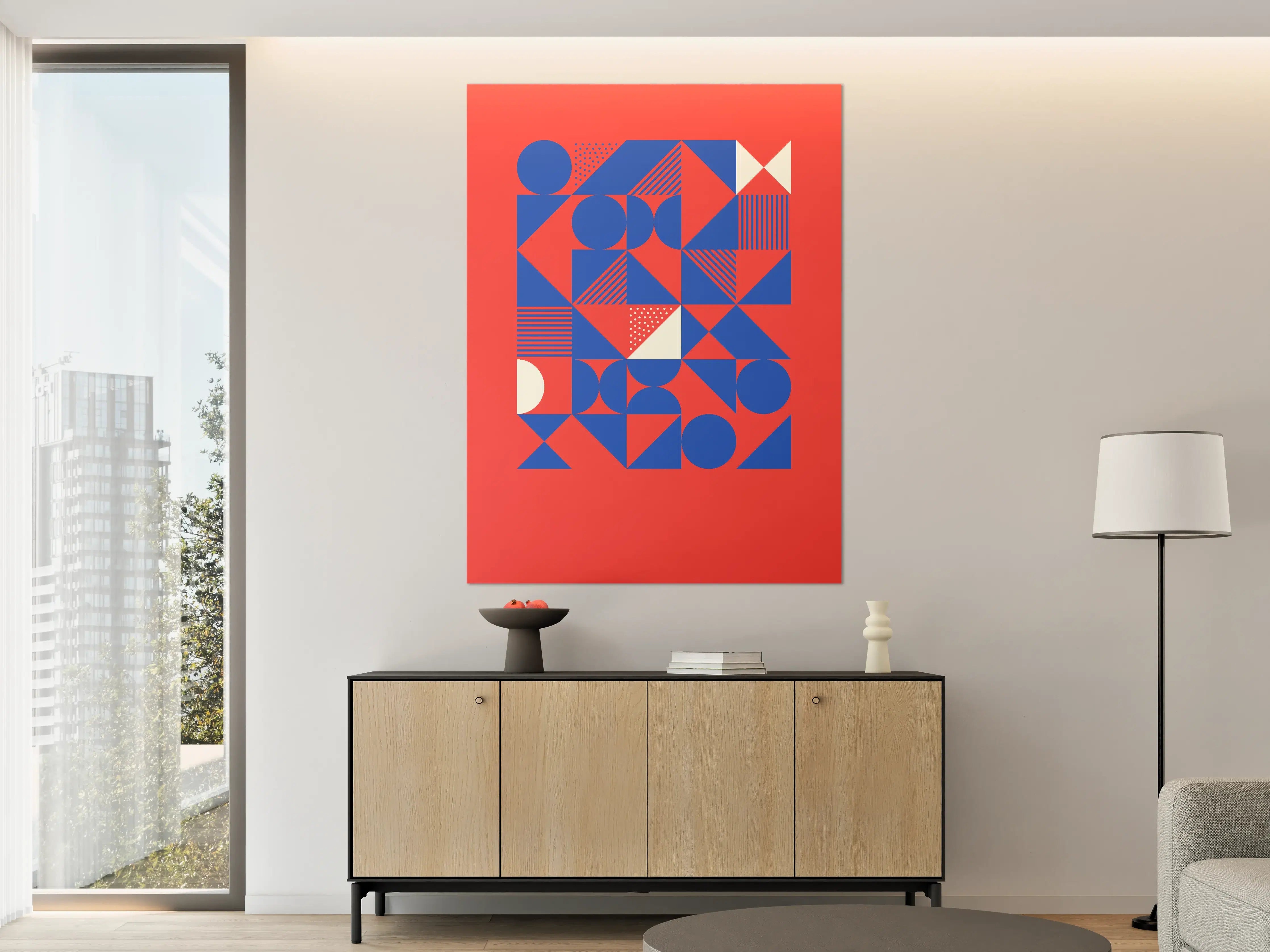 Große Wandbilder - Geometrisches Design in Blau und Rot