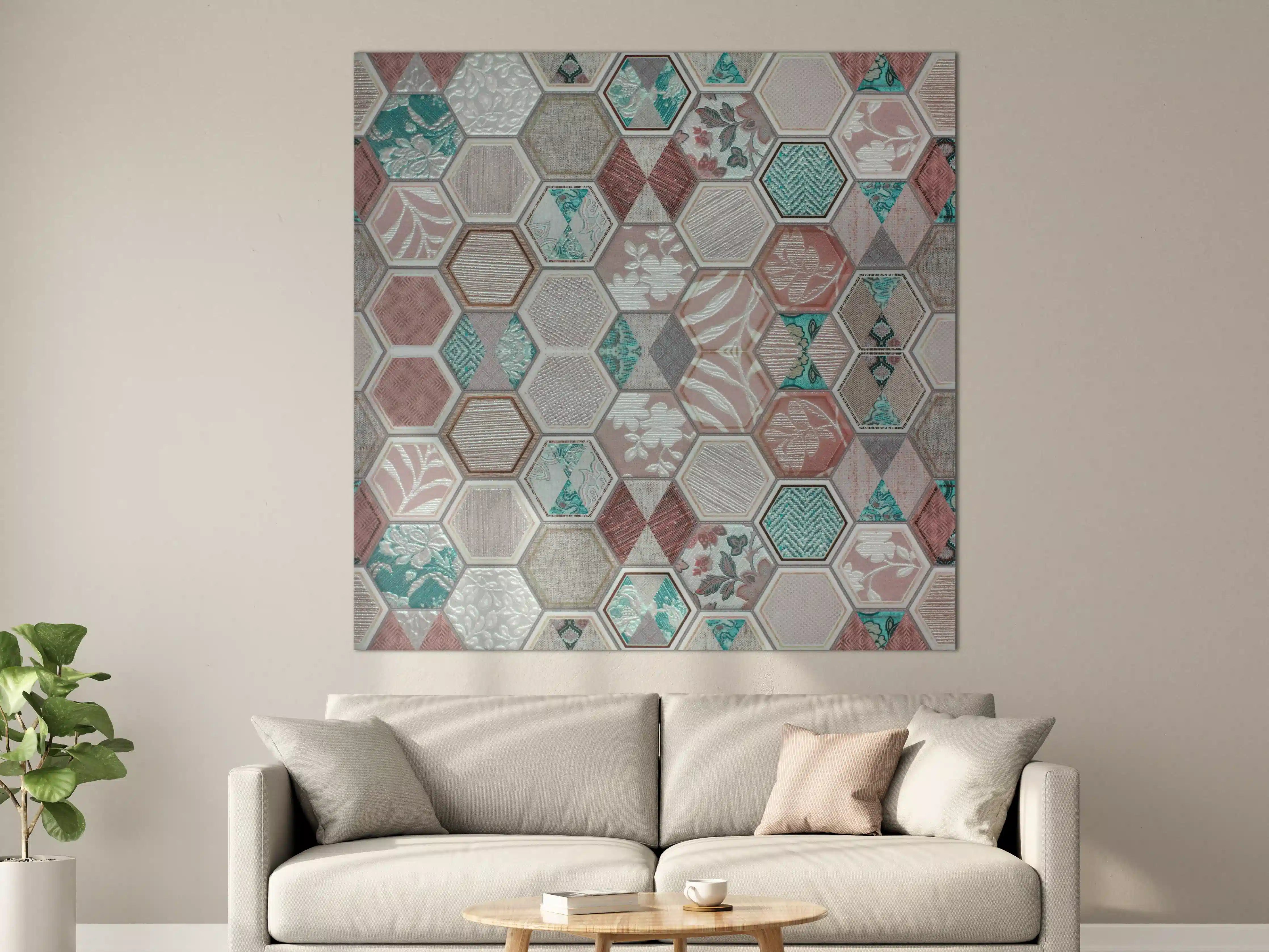 Große Wandbilder - Geometrisches Hexagon-Mosaikmuster