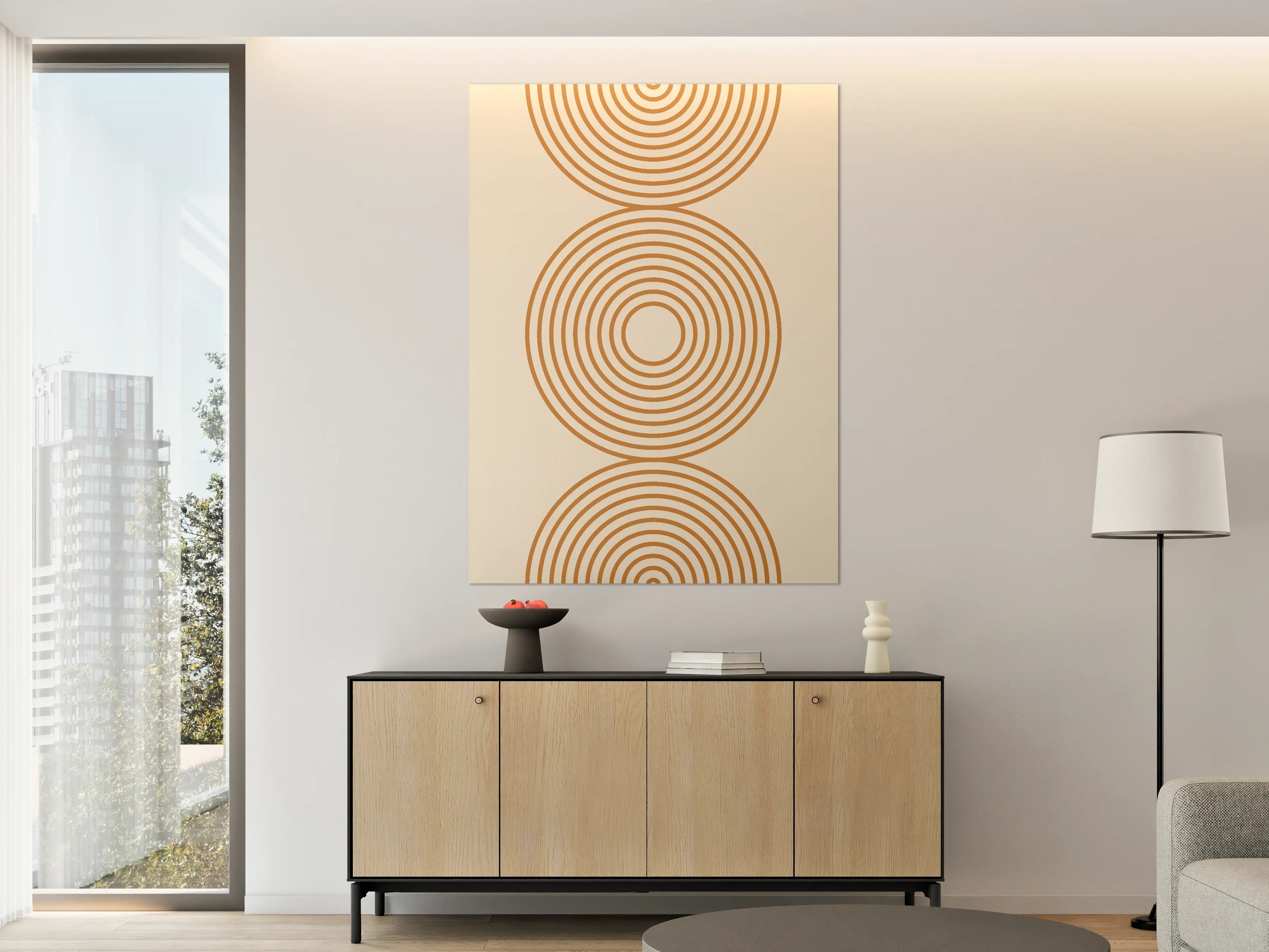 Große Wandbilder - Geometrisches Kreisdesign in Warmtönen
