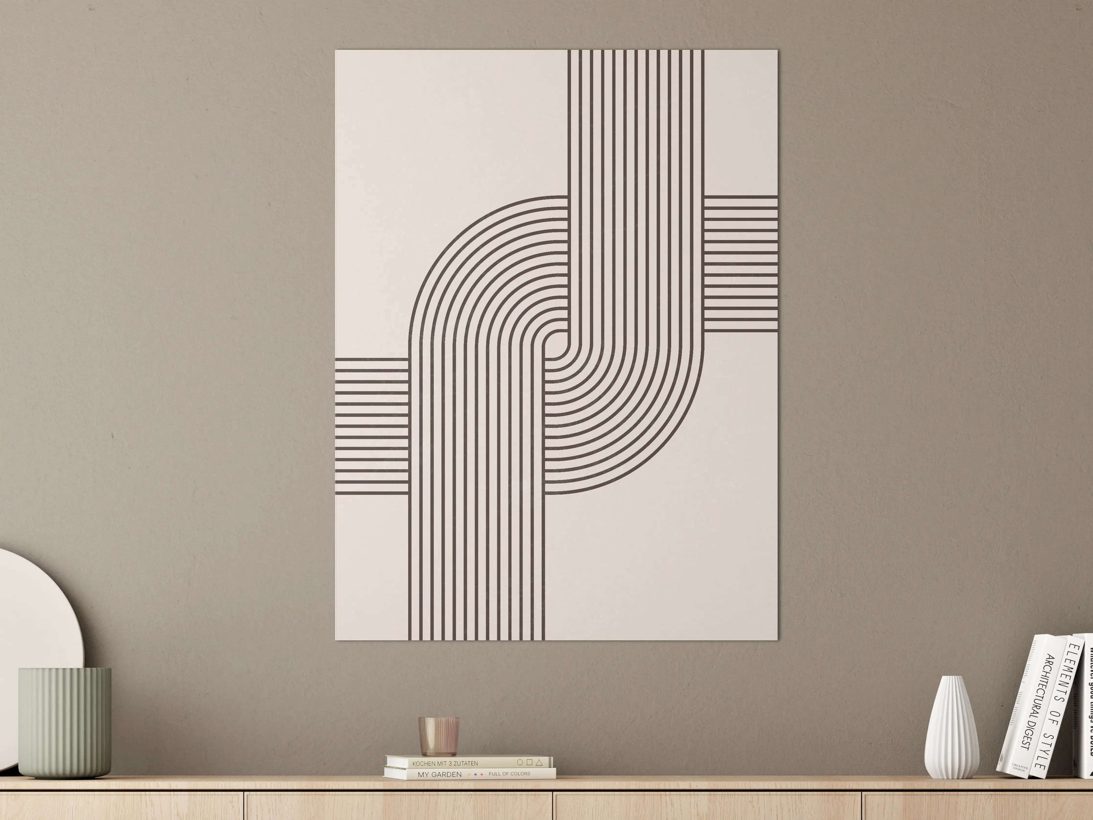 Große Wandbilder - Geometrisches Linienmuster in Schwarz-Weiß