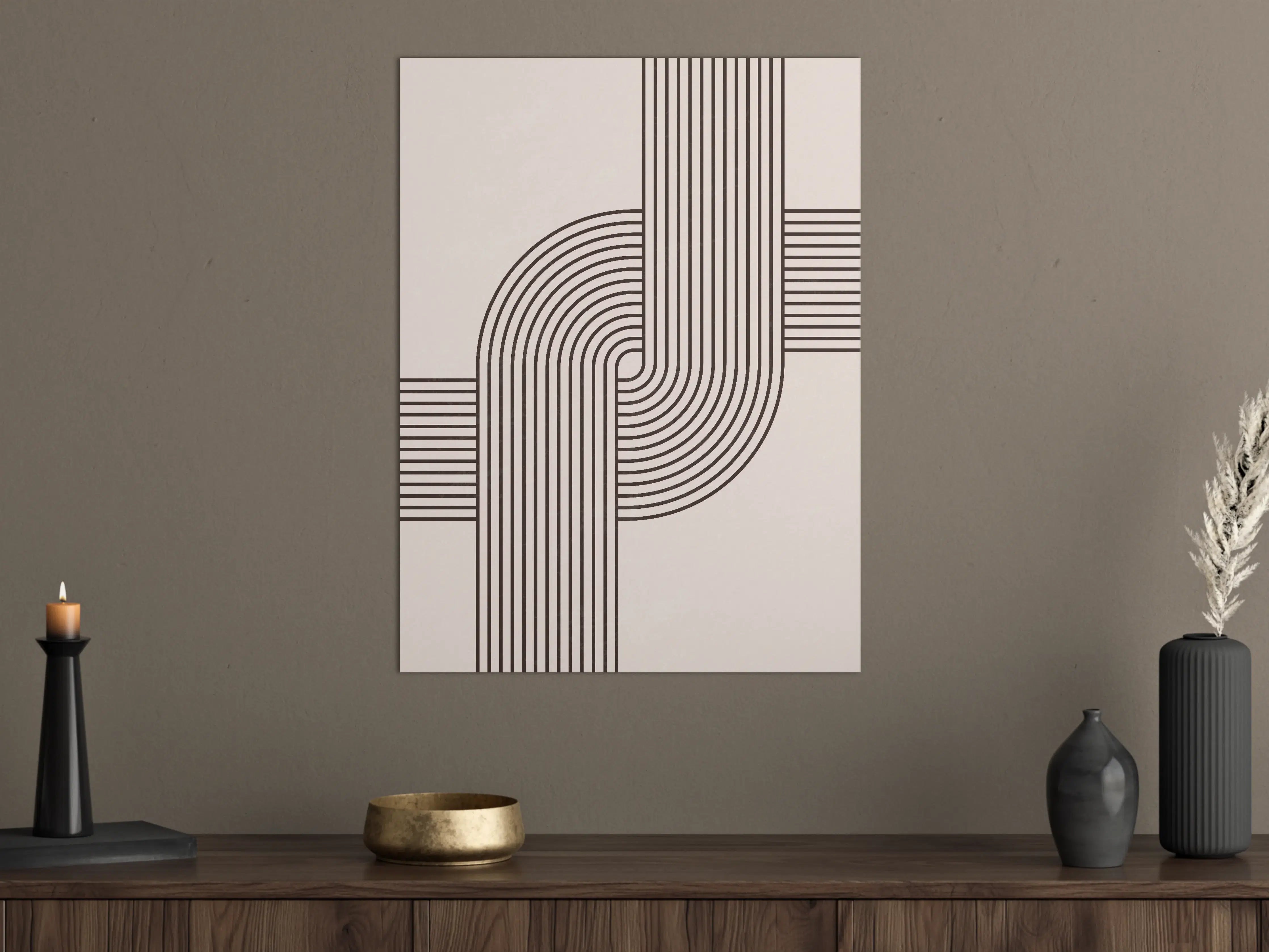 Große Wandbilder - Geometrisches Linienmuster in Schwarz-Weiß