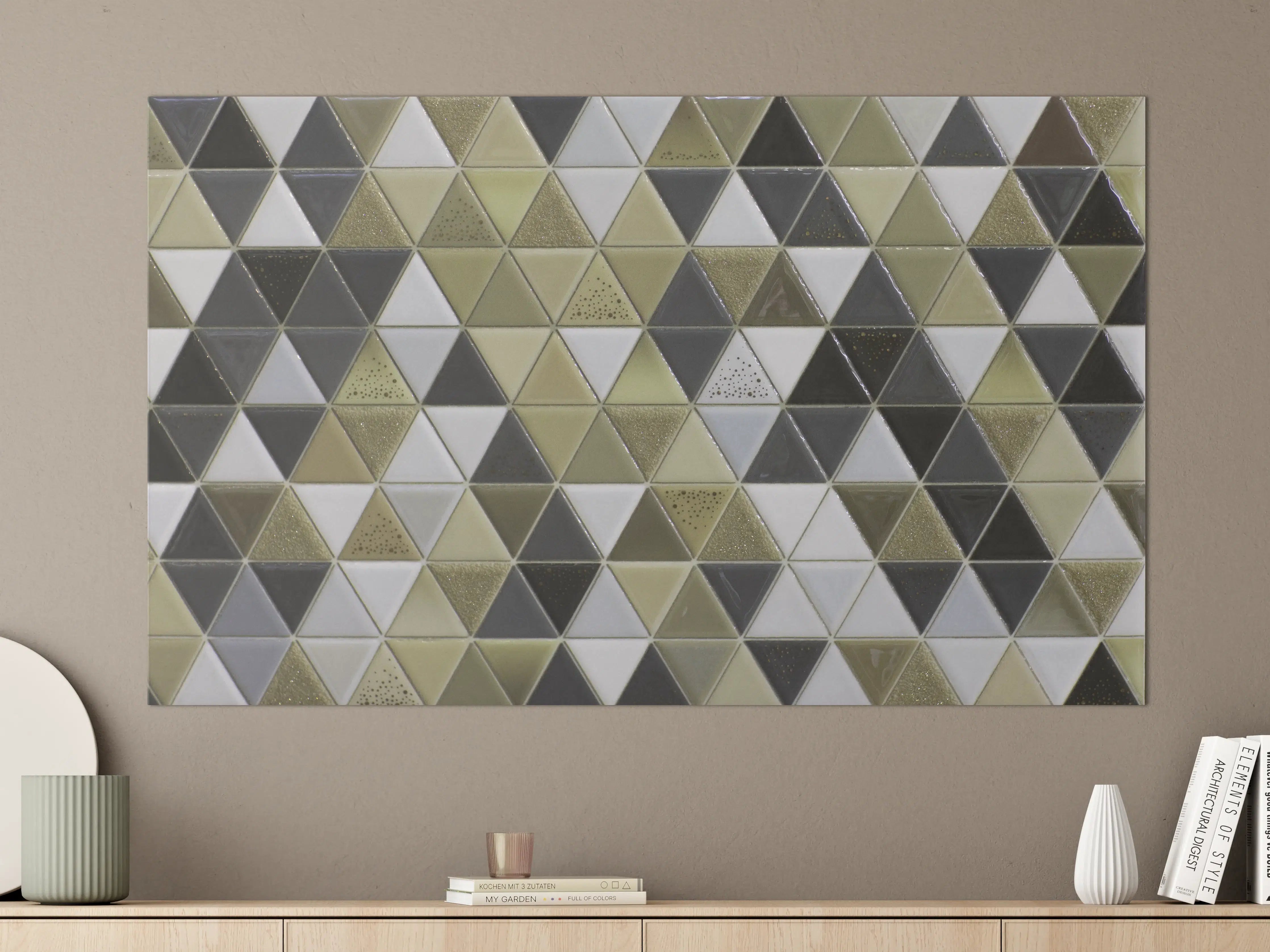 Große Wandbilder - Geometrisches Mosaik Kachel Grau
