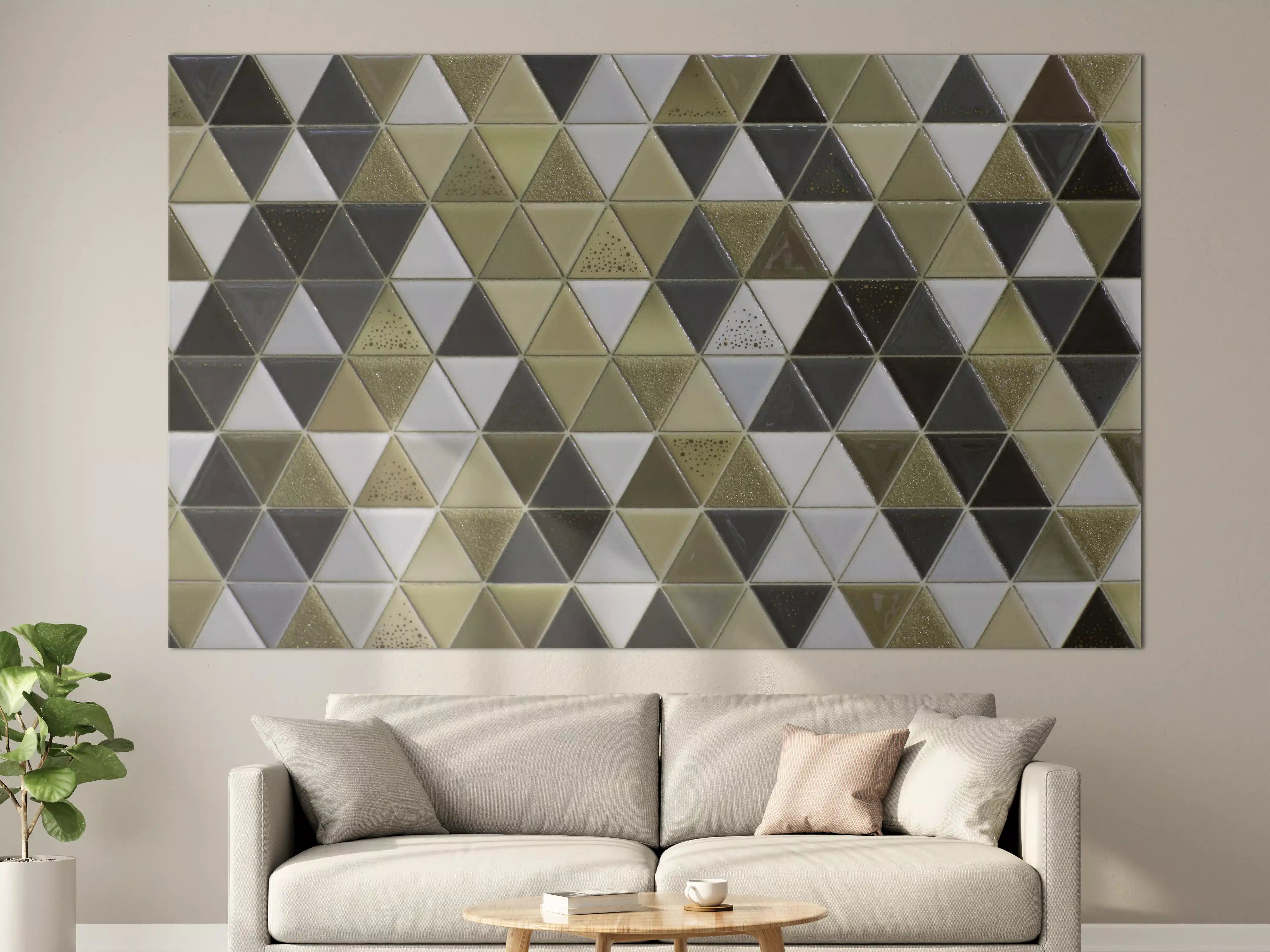 Große Wandbilder - Geometrisches Mosaik Kachel Grau