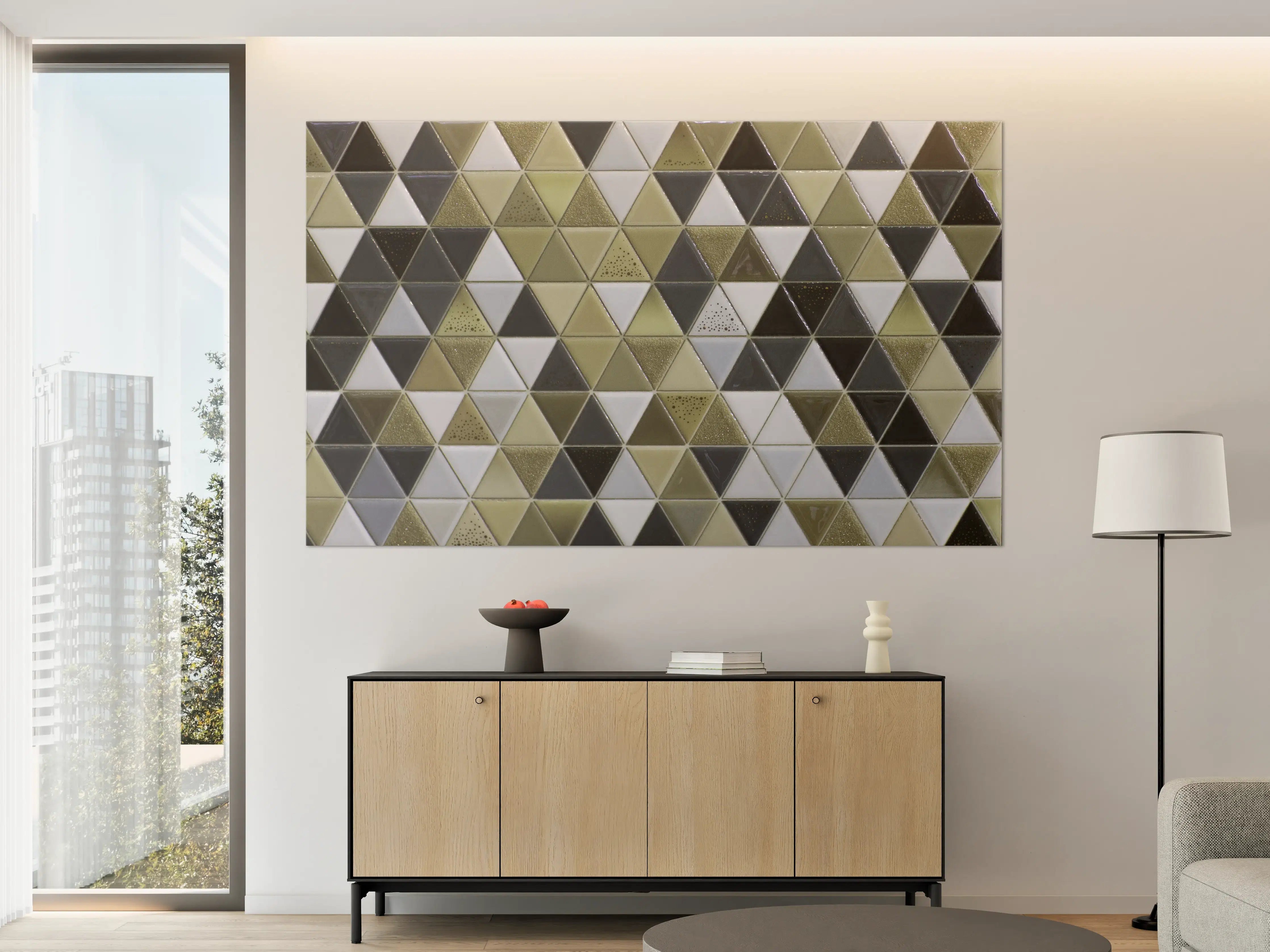 Große Wandbilder - Geometrisches Mosaik Kachel Grau