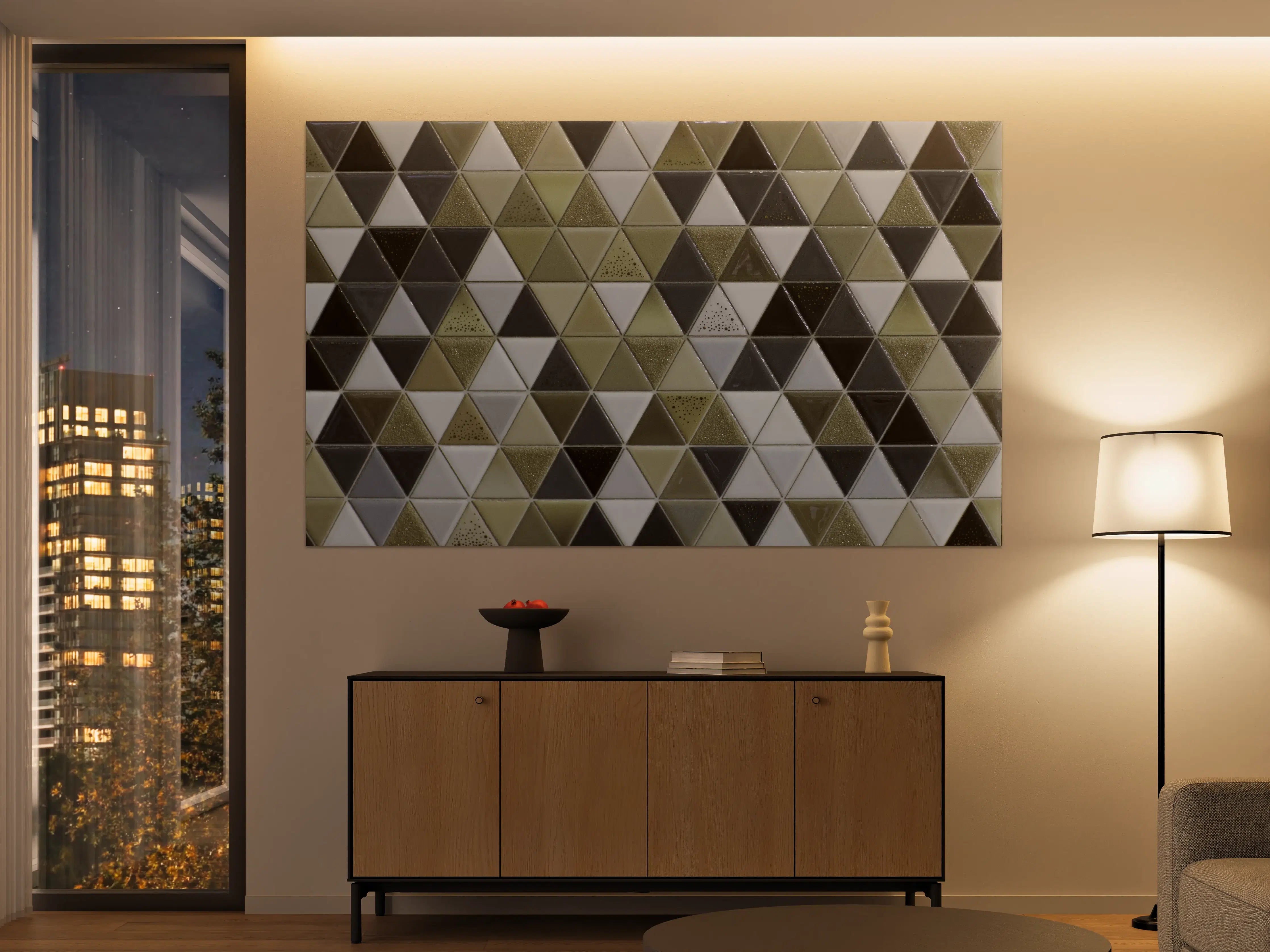 Große Wandbilder - Geometrisches Mosaik Kachel Grau