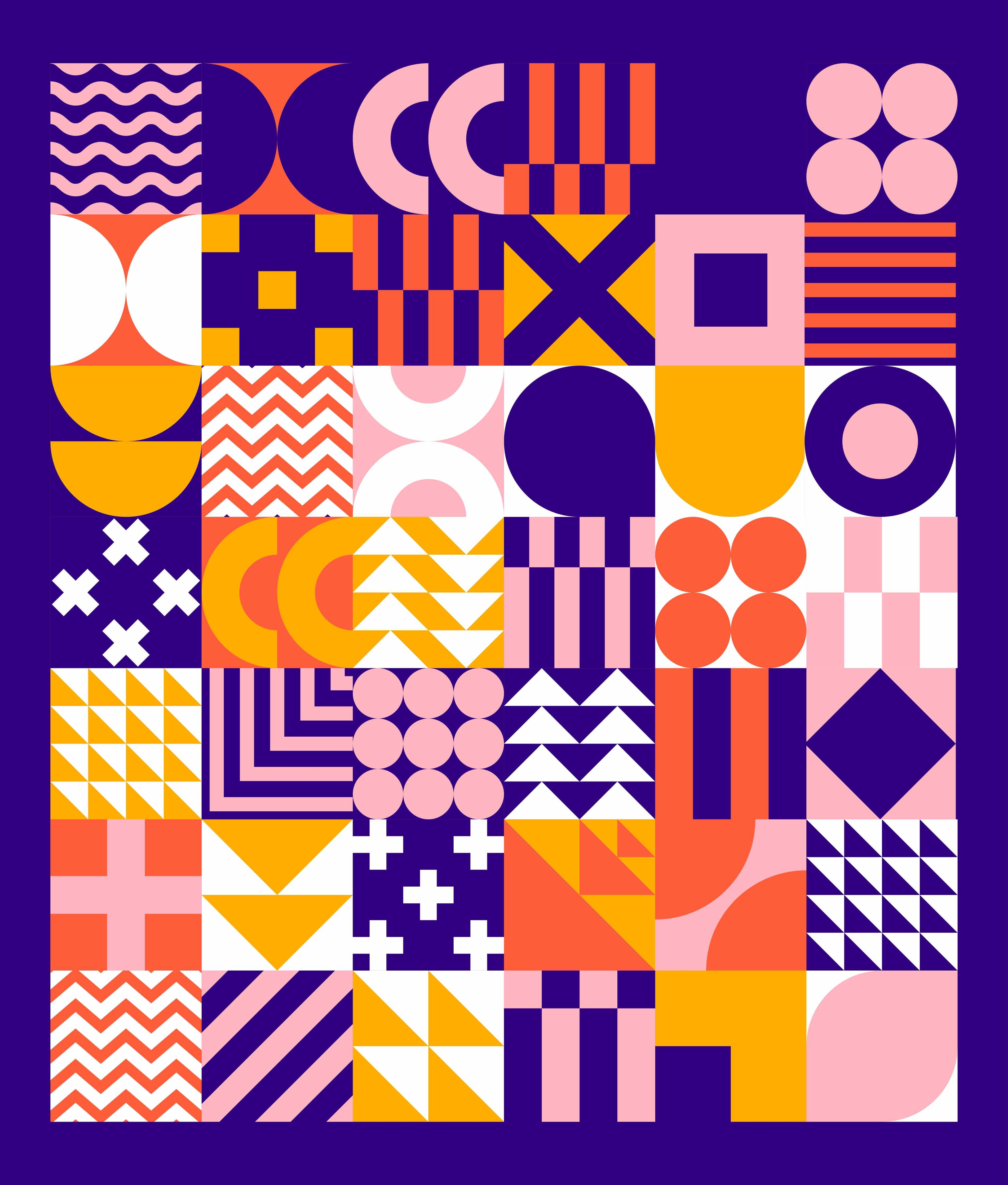 Große Wandbilder-Geometrisches Muster in Pastellfarben mit kräftigem Kontrast