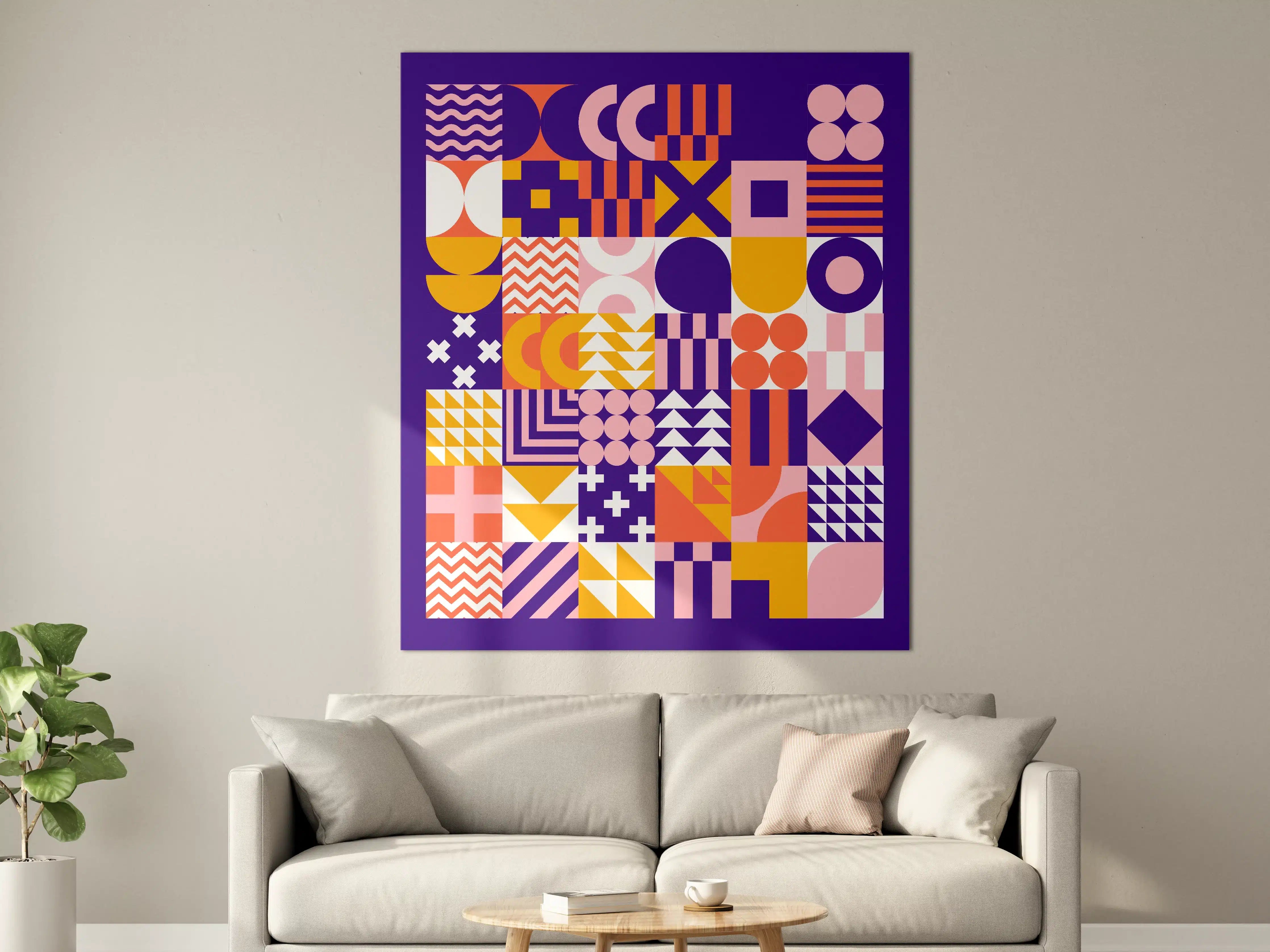 Große Wandbilder - Geometrisches Muster in Pastellfarben mit kräftigem Kontrast