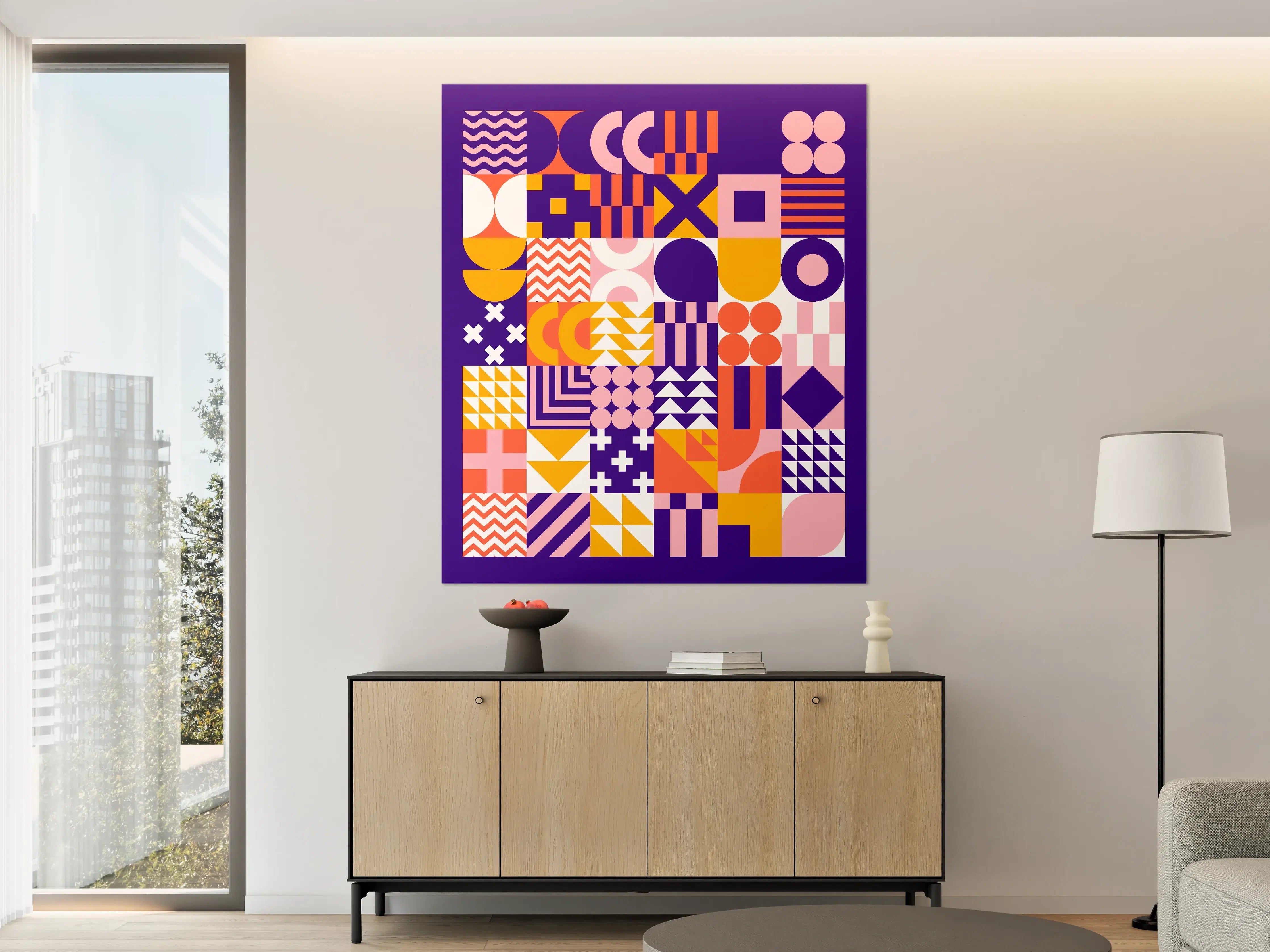 Große Wandbilder - Geometrisches Muster in Pastellfarben mit kräftigem Kontrast