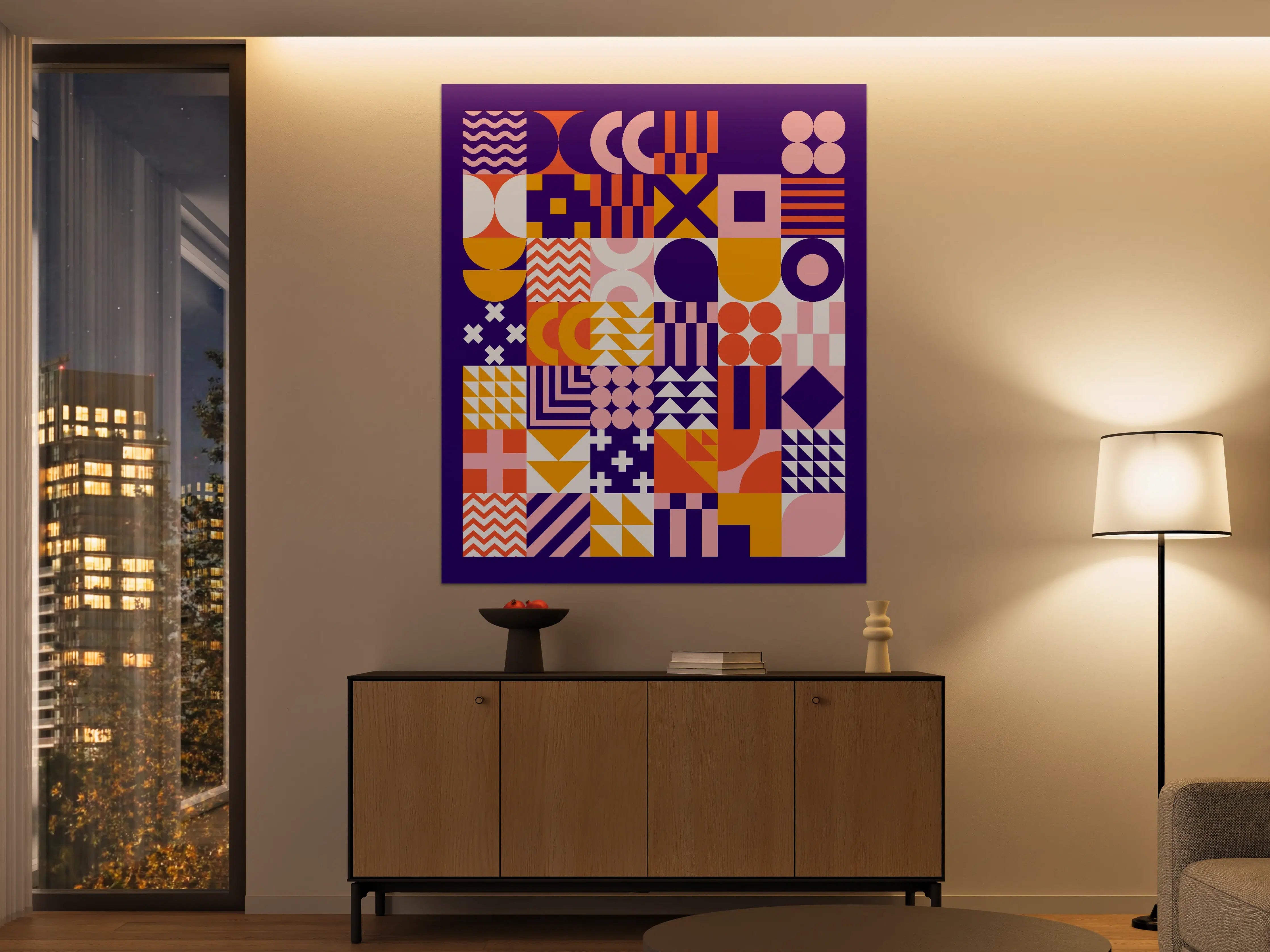 Große Wandbilder - Geometrisches Muster in Pastellfarben mit kräftigem Kontrast