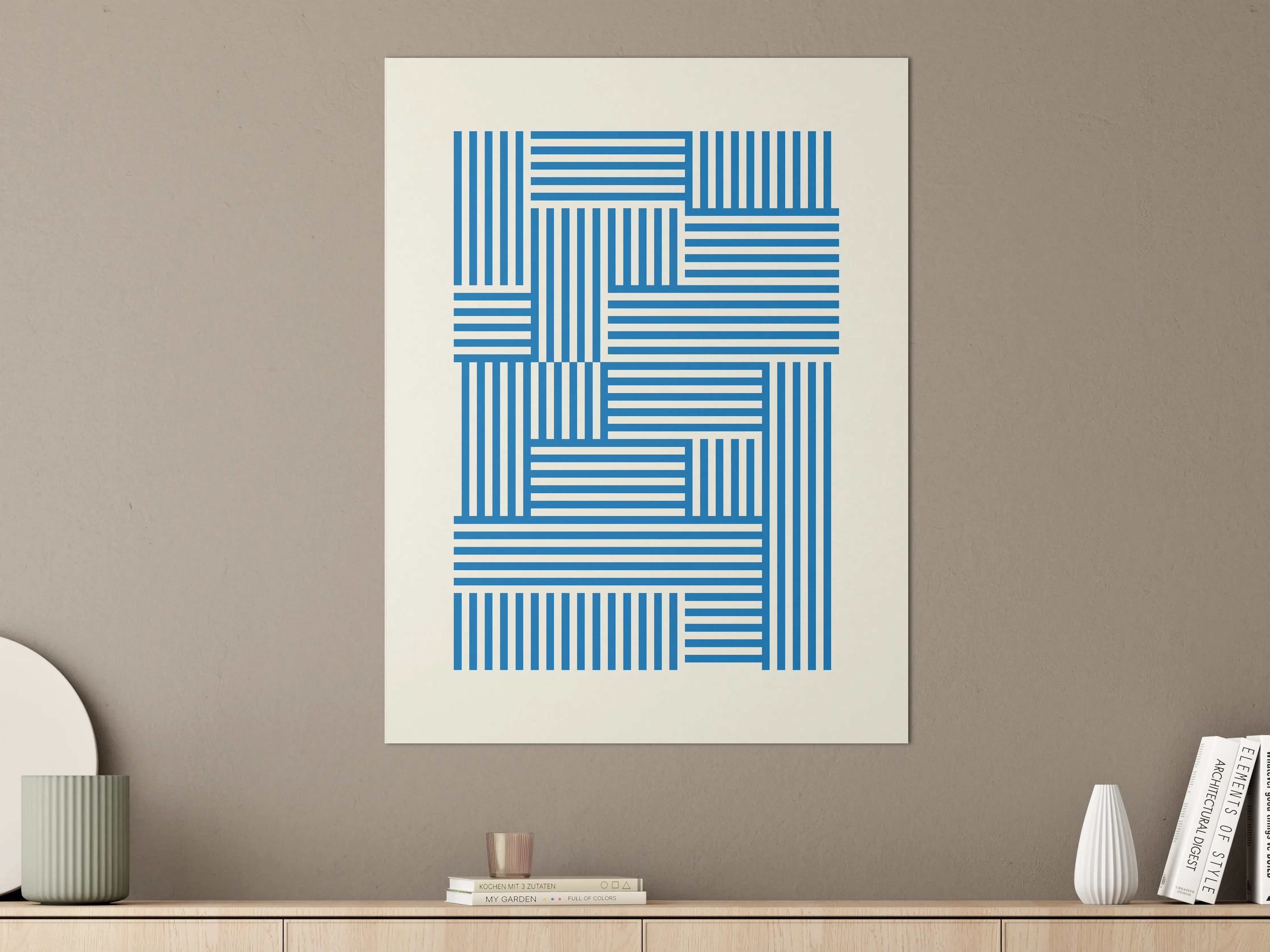 Große Wandbilder - Geometrisches Muster mit blauen Streifen