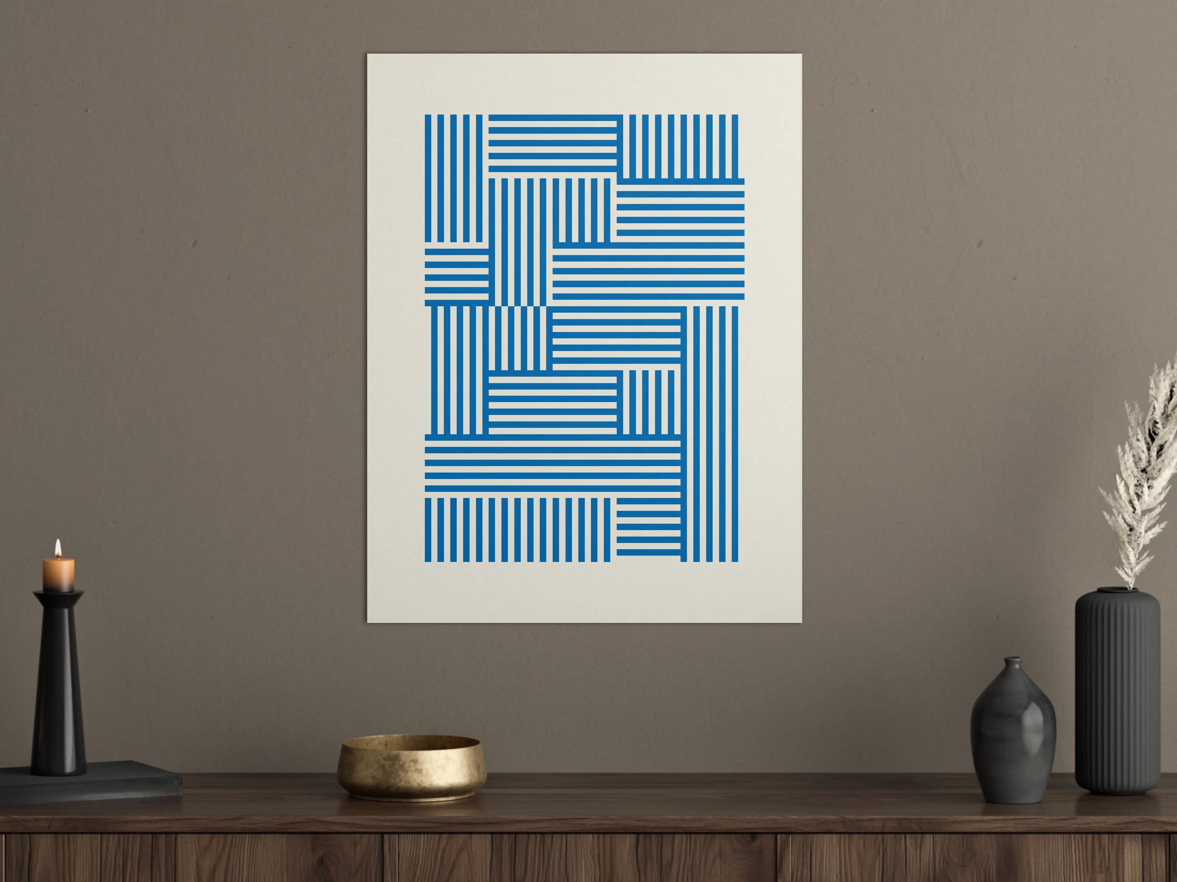 Große Wandbilder - Geometrisches Muster mit blauen Streifen
