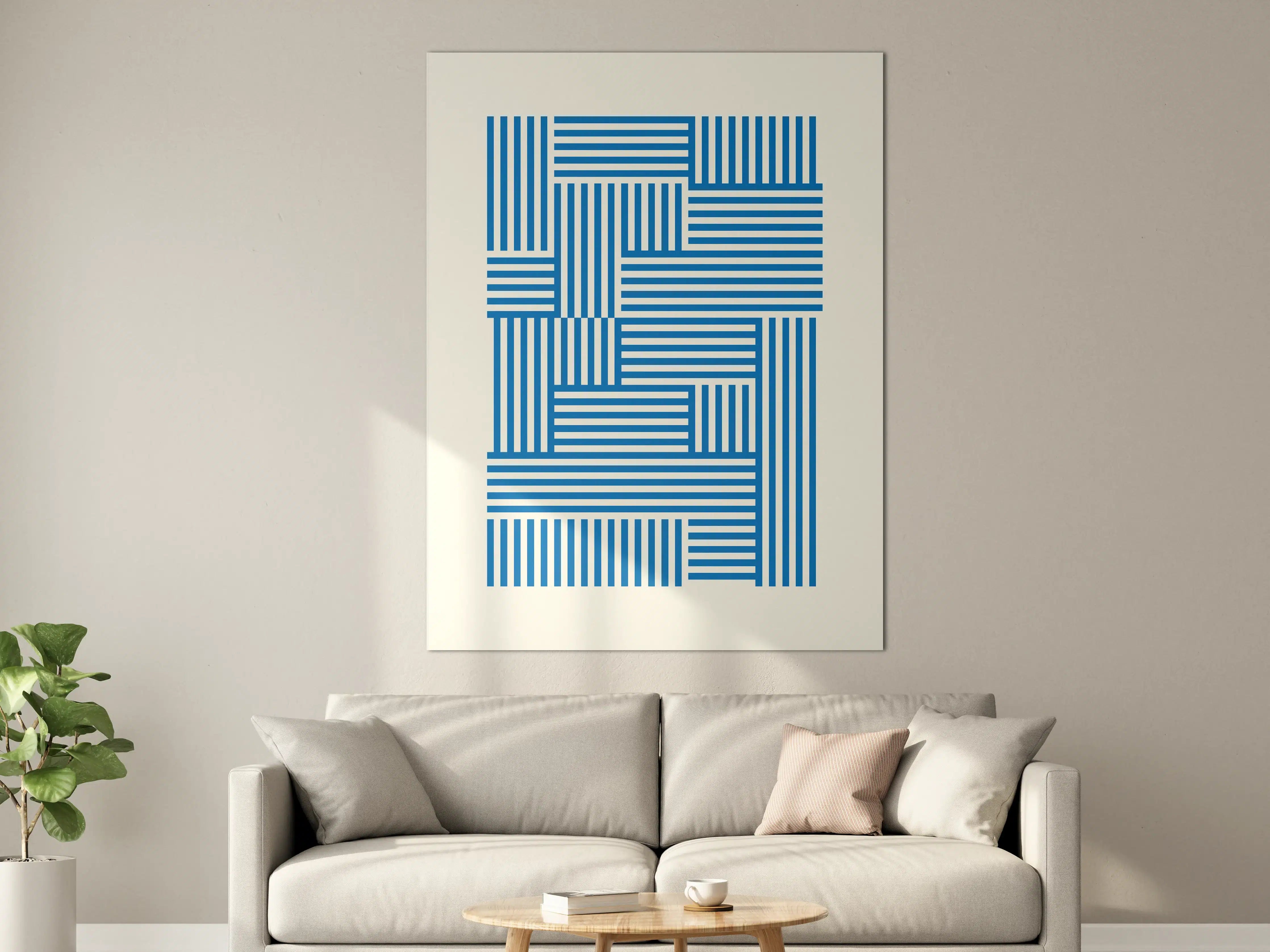 Große Wandbilder - Geometrisches Muster mit blauen Streifen