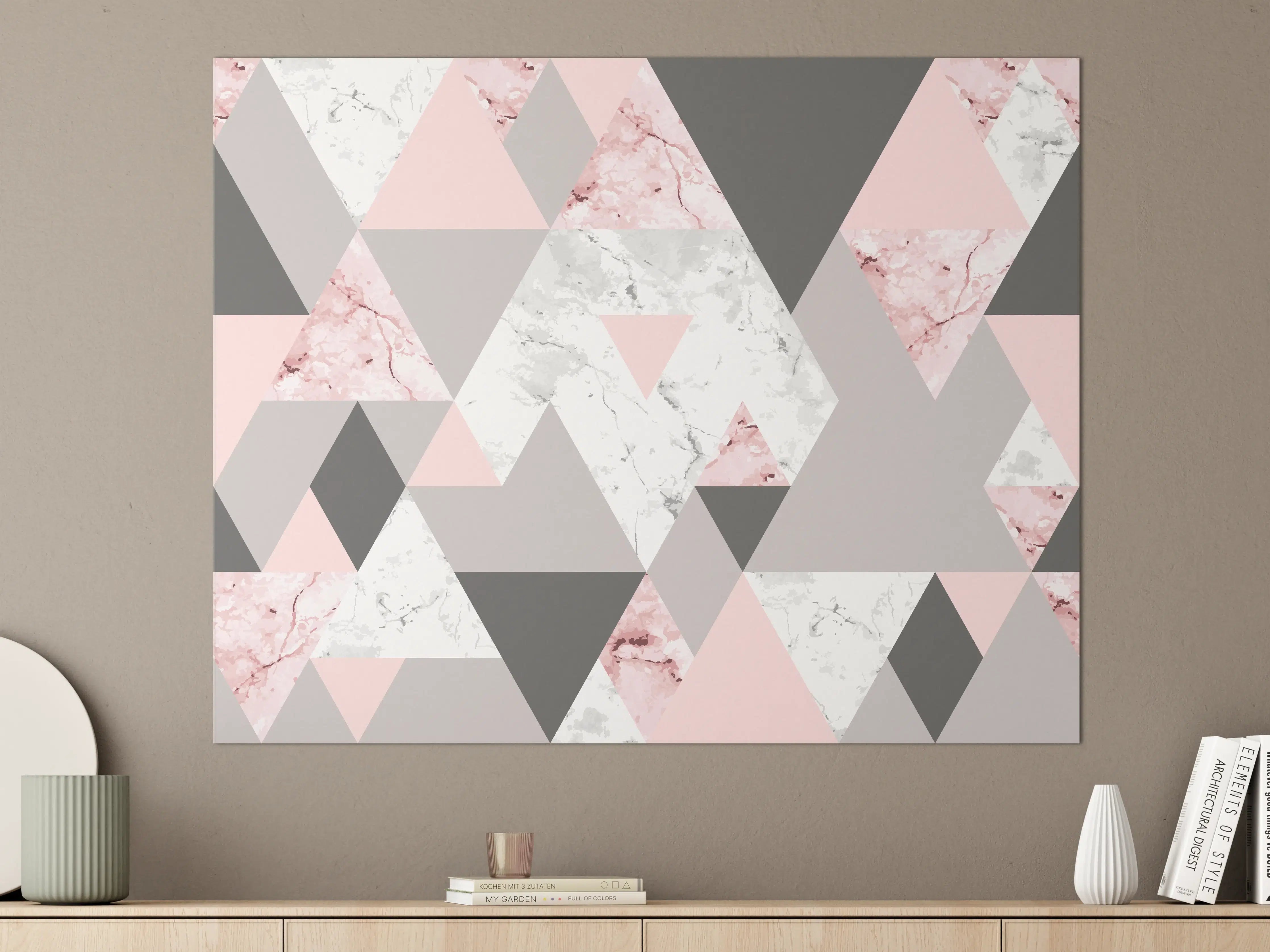 Große Wandbilder - Geometrisches Rosa-Grau-Muster