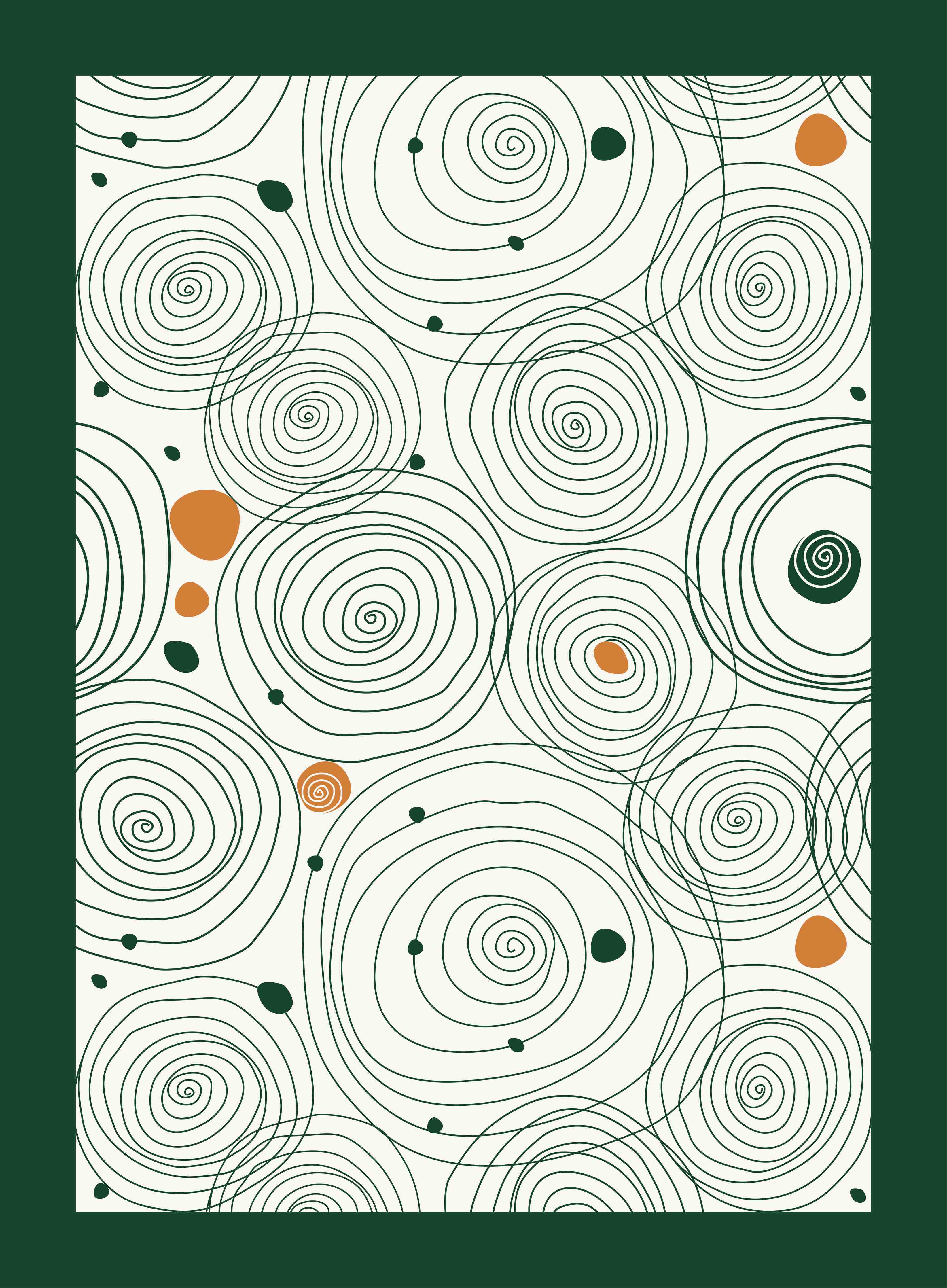 Große Wandbilder-Geometrisches Spiralmuster in Grün und Braun