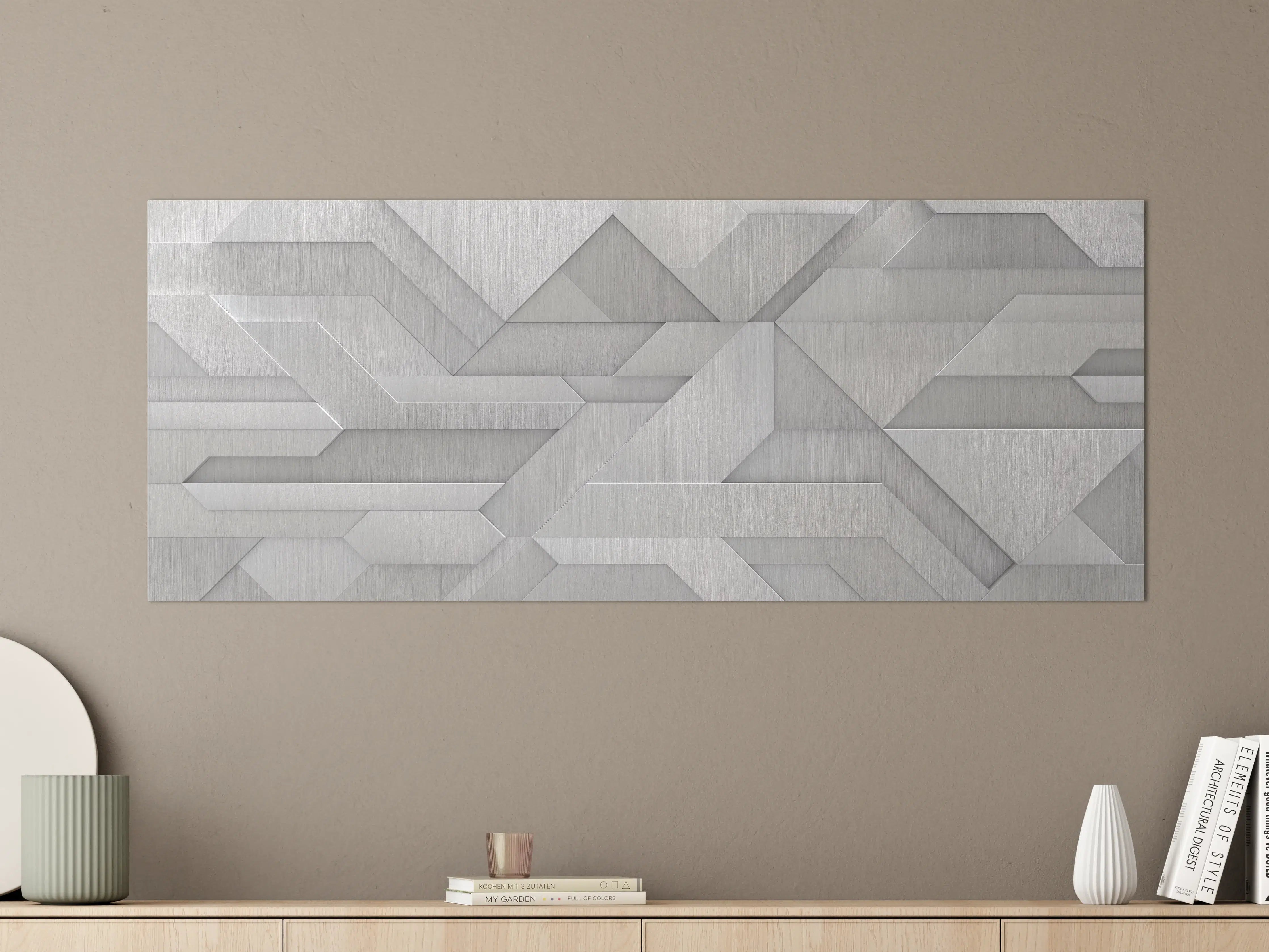 Große Wandbilder - Geometrisches Weiß-Metallic-Muster