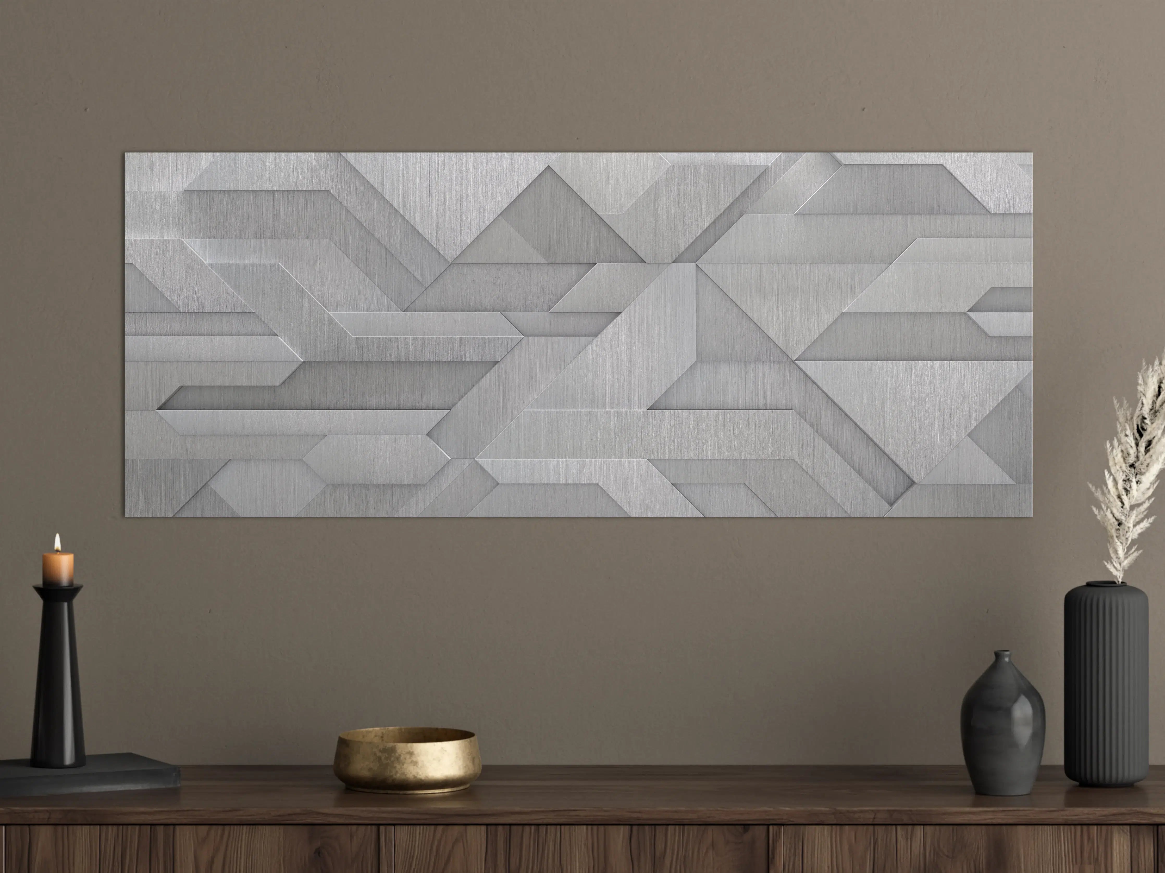 Große Wandbilder - Geometrisches Weiß-Metallic-Muster