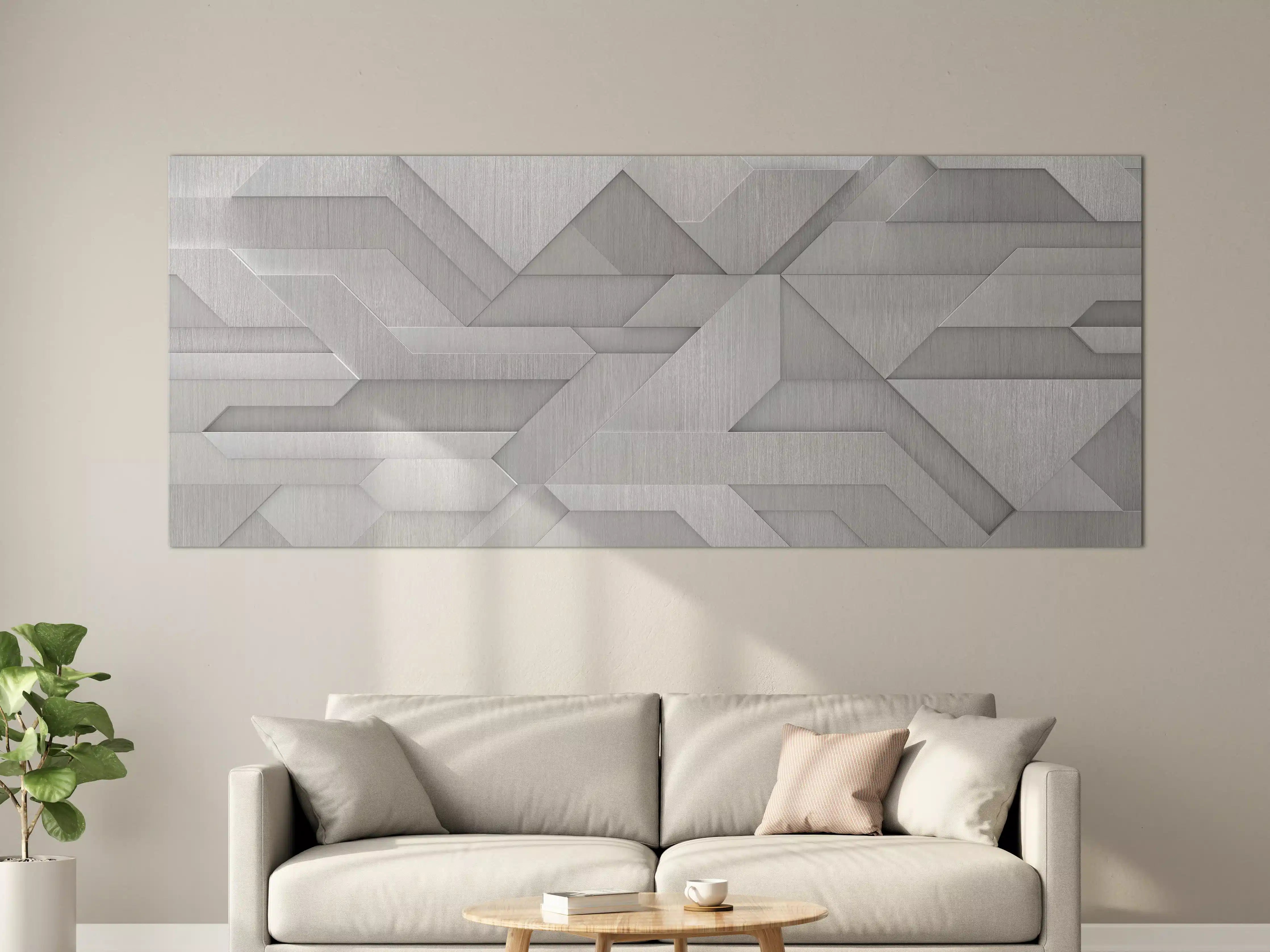Große Wandbilder - Geometrisches Weiß-Metallic-Muster