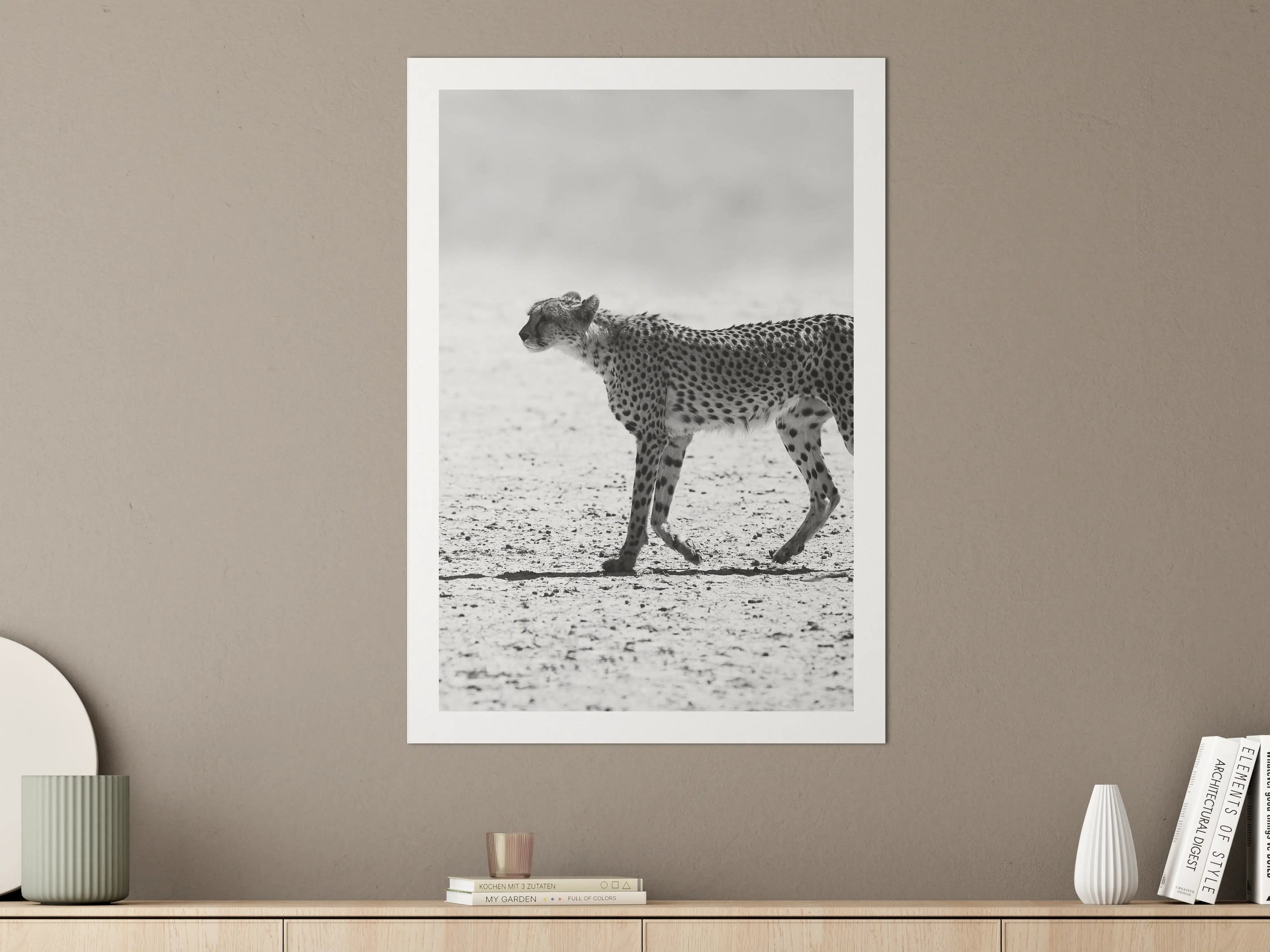 Große Wandbilder - Gepard in Schwarz-Weiß
