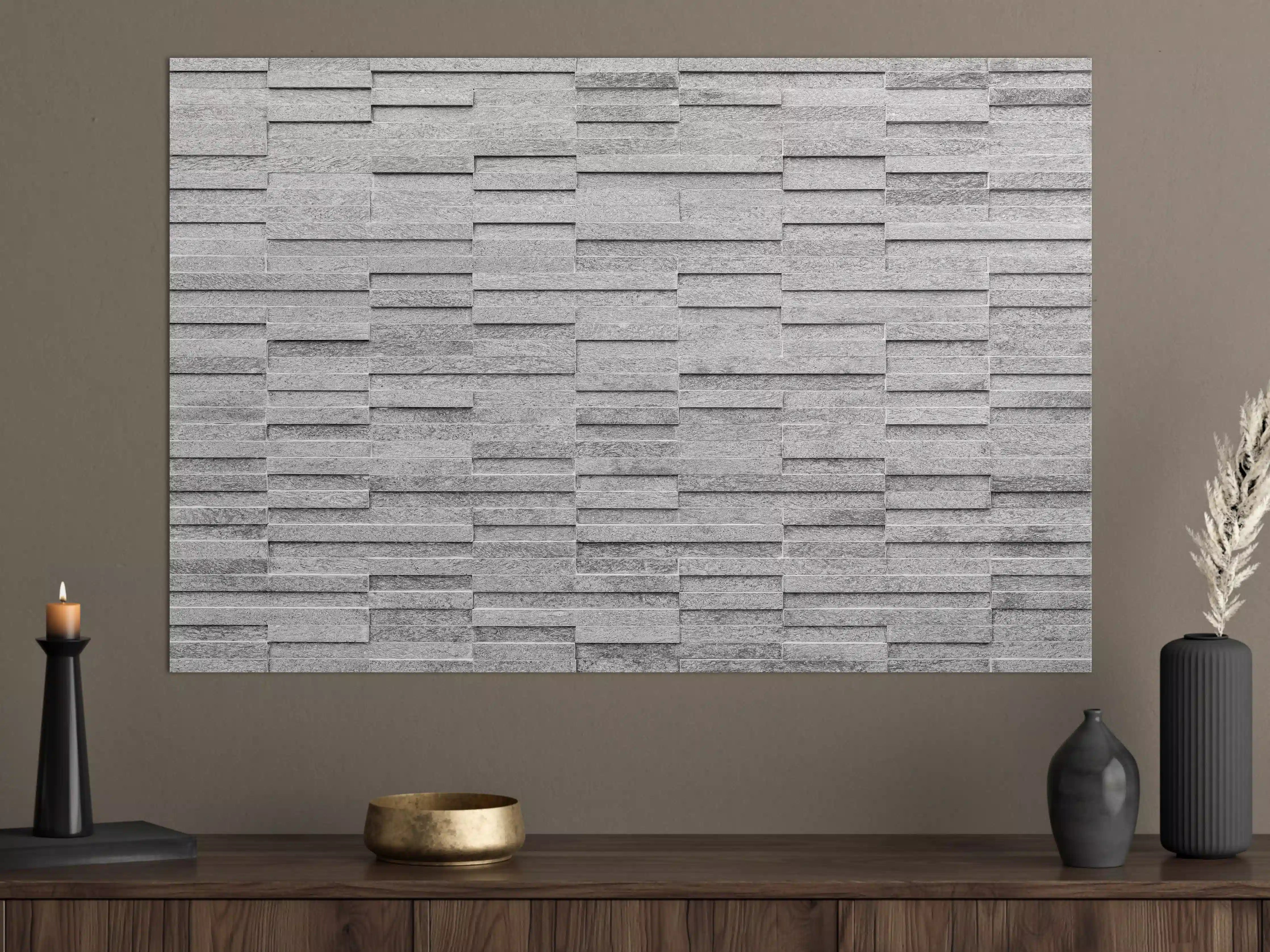 Große Wandbilder - Geriffelte gräuliche Backsteinmauer