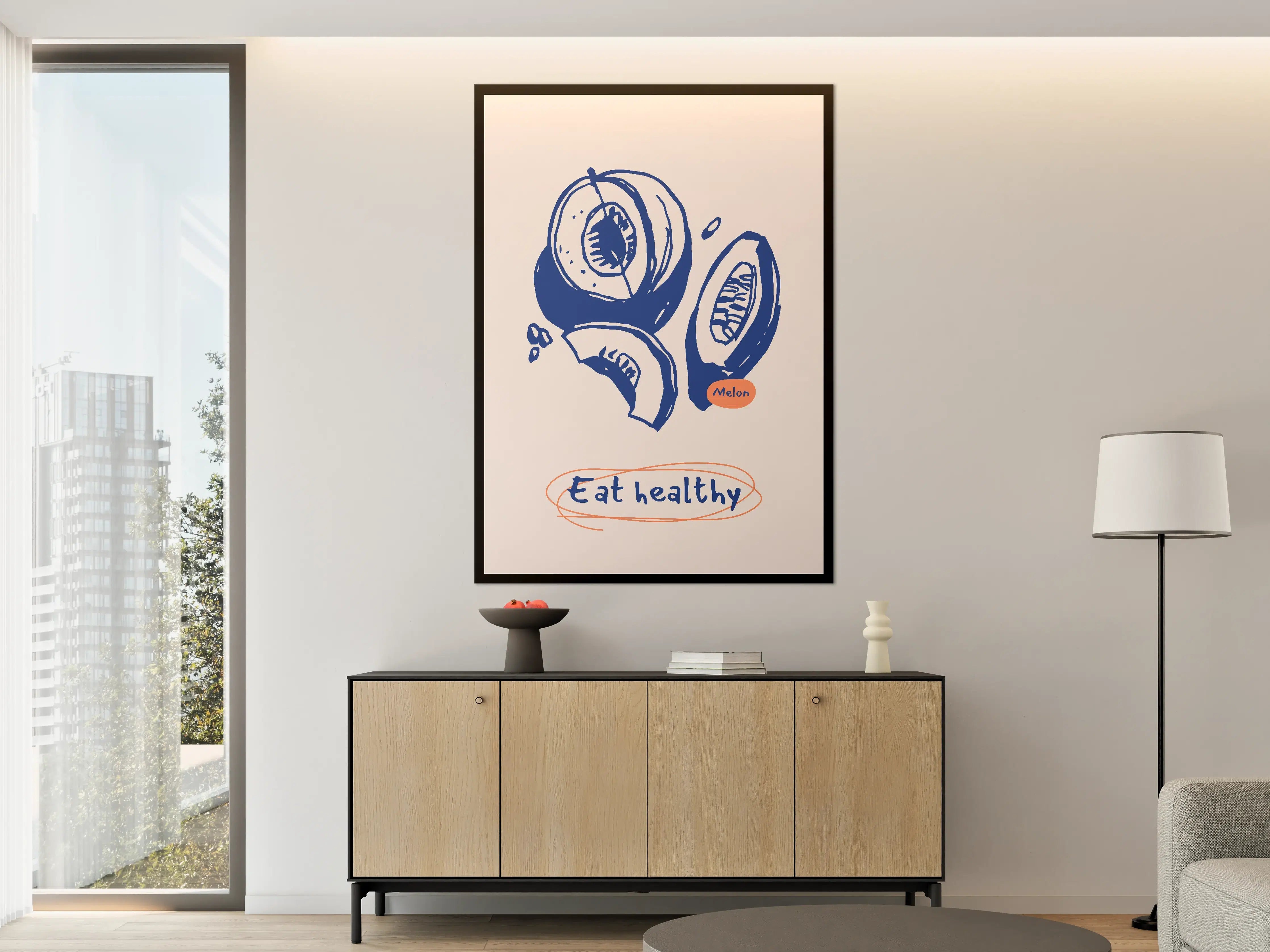 Große Wandbilder - Gesunde Kiwi-Früchte in Blau