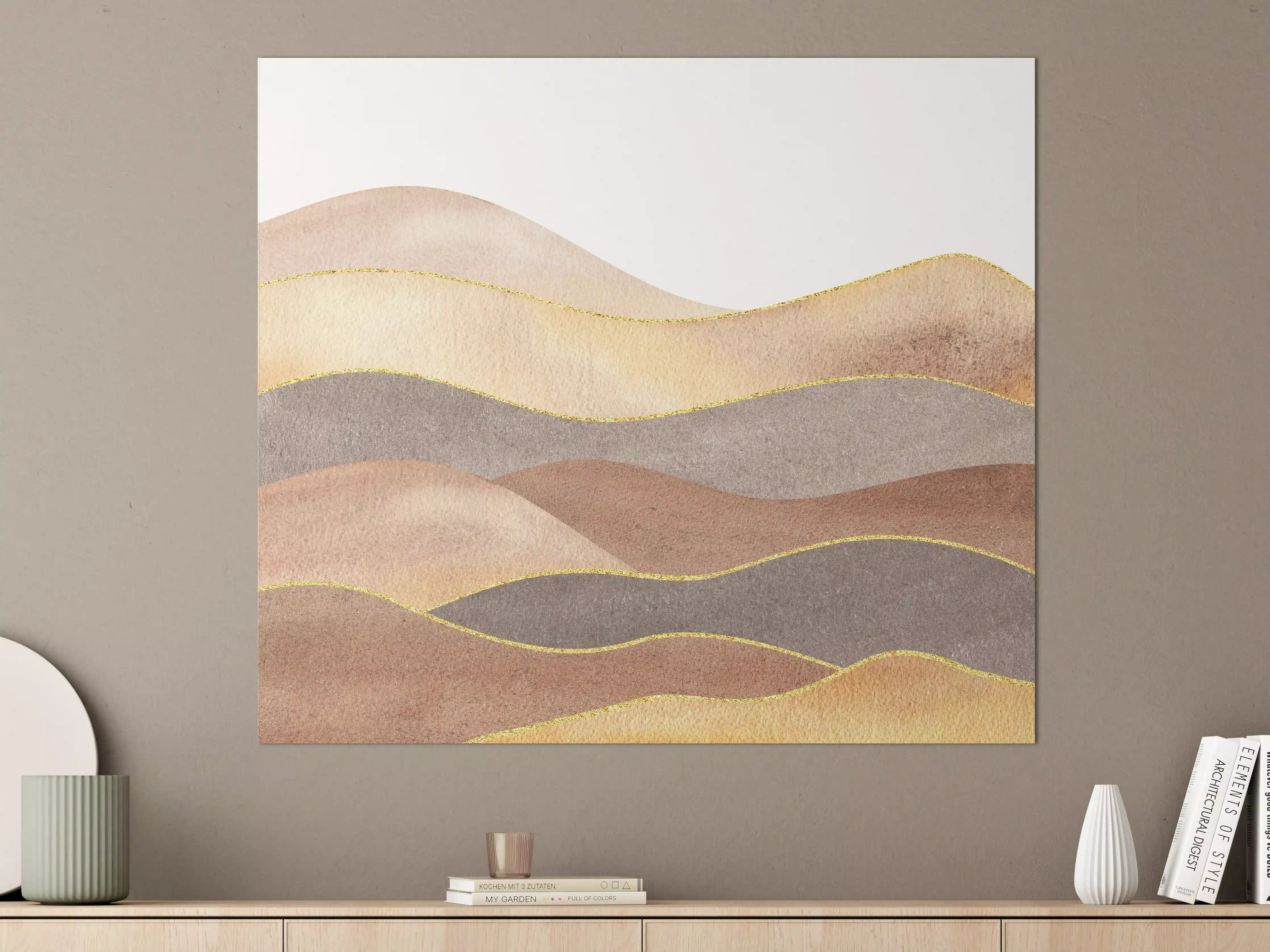 Große Wandbilder - Gewellte Bergsilhouette - Aquarellformen 