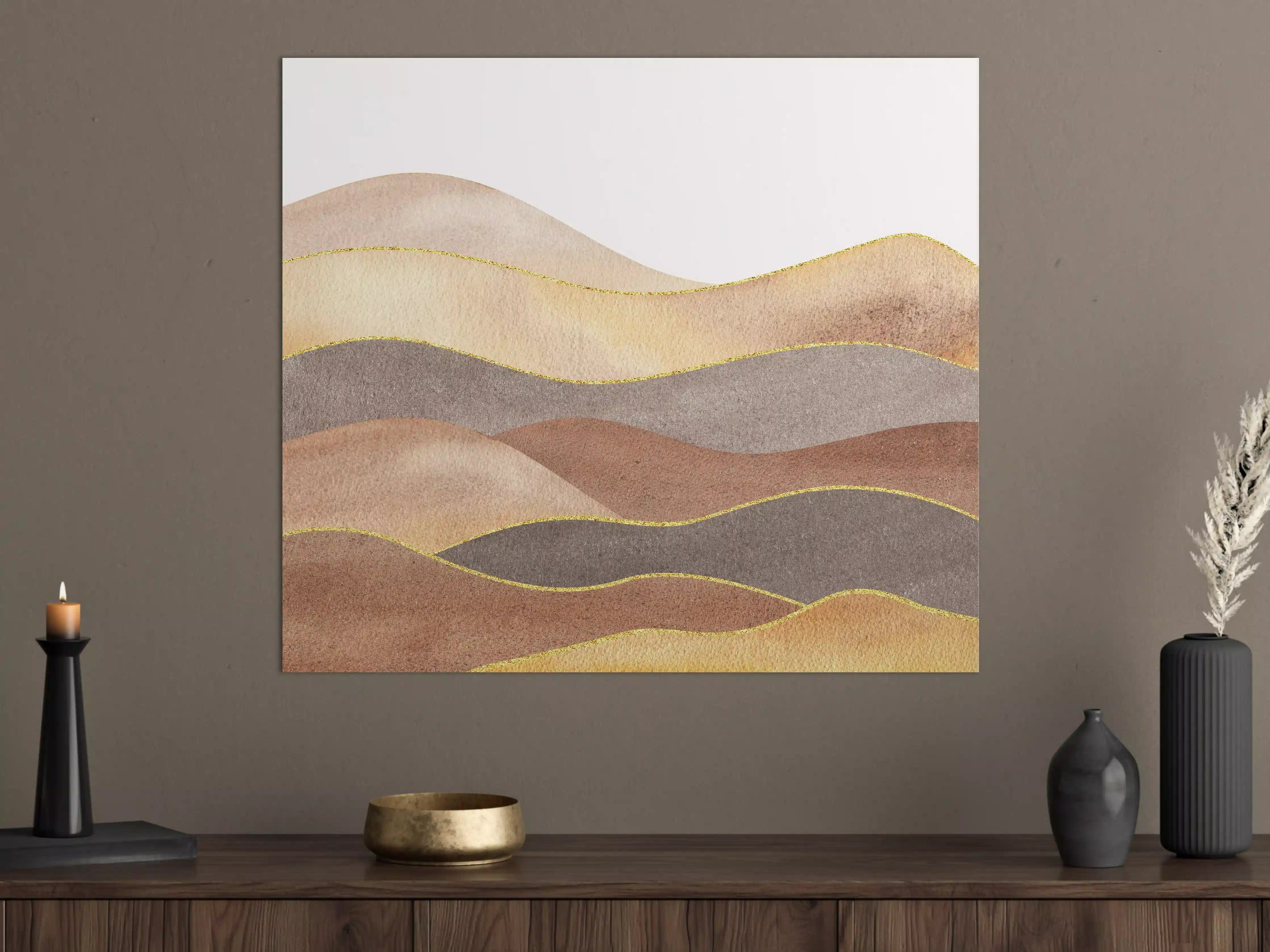Große Wandbilder - Gewellte Bergsilhouette - Aquarellformen 