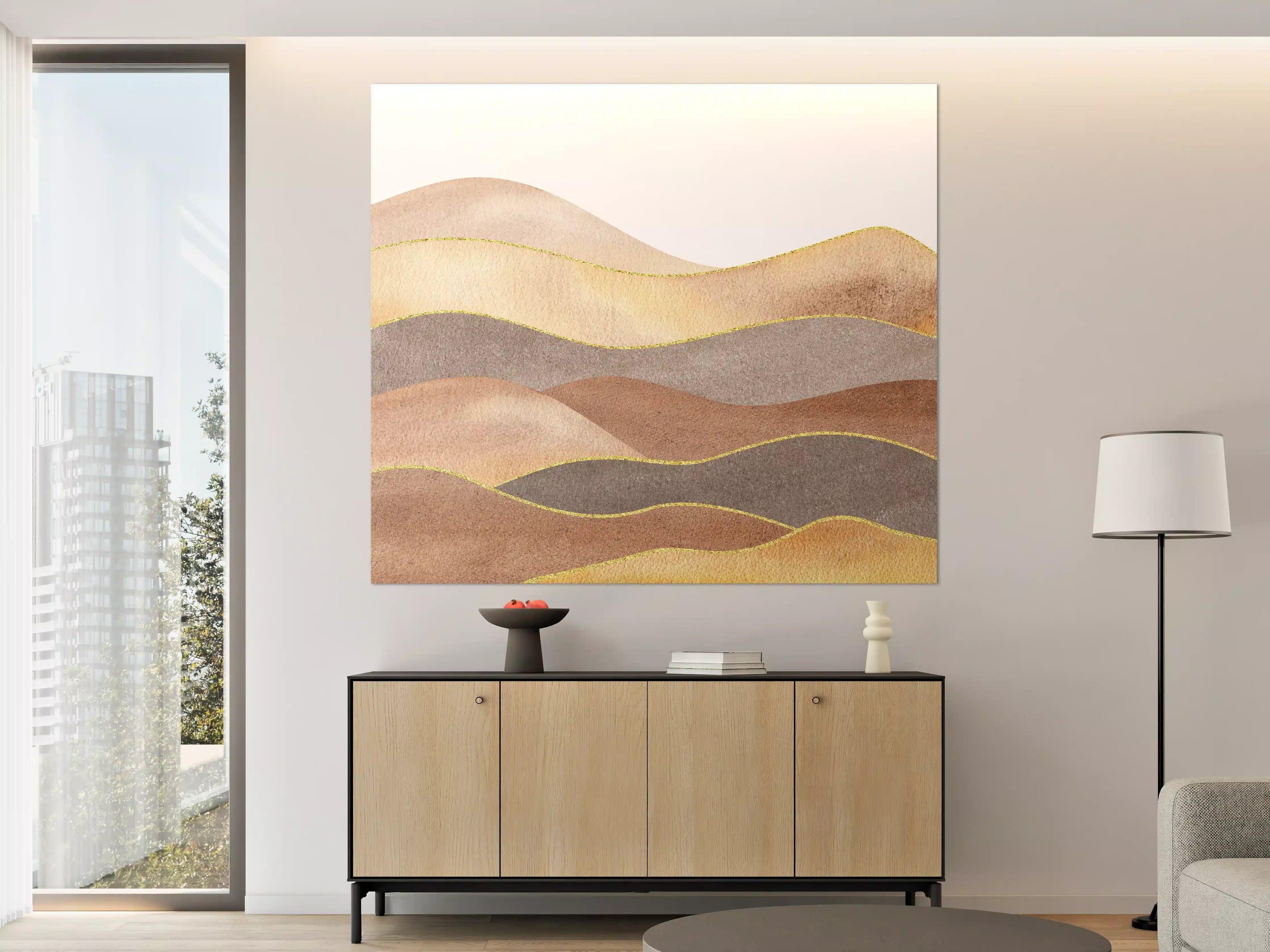 Große Wandbilder - Gewellte Bergsilhouette - Aquarellformen 