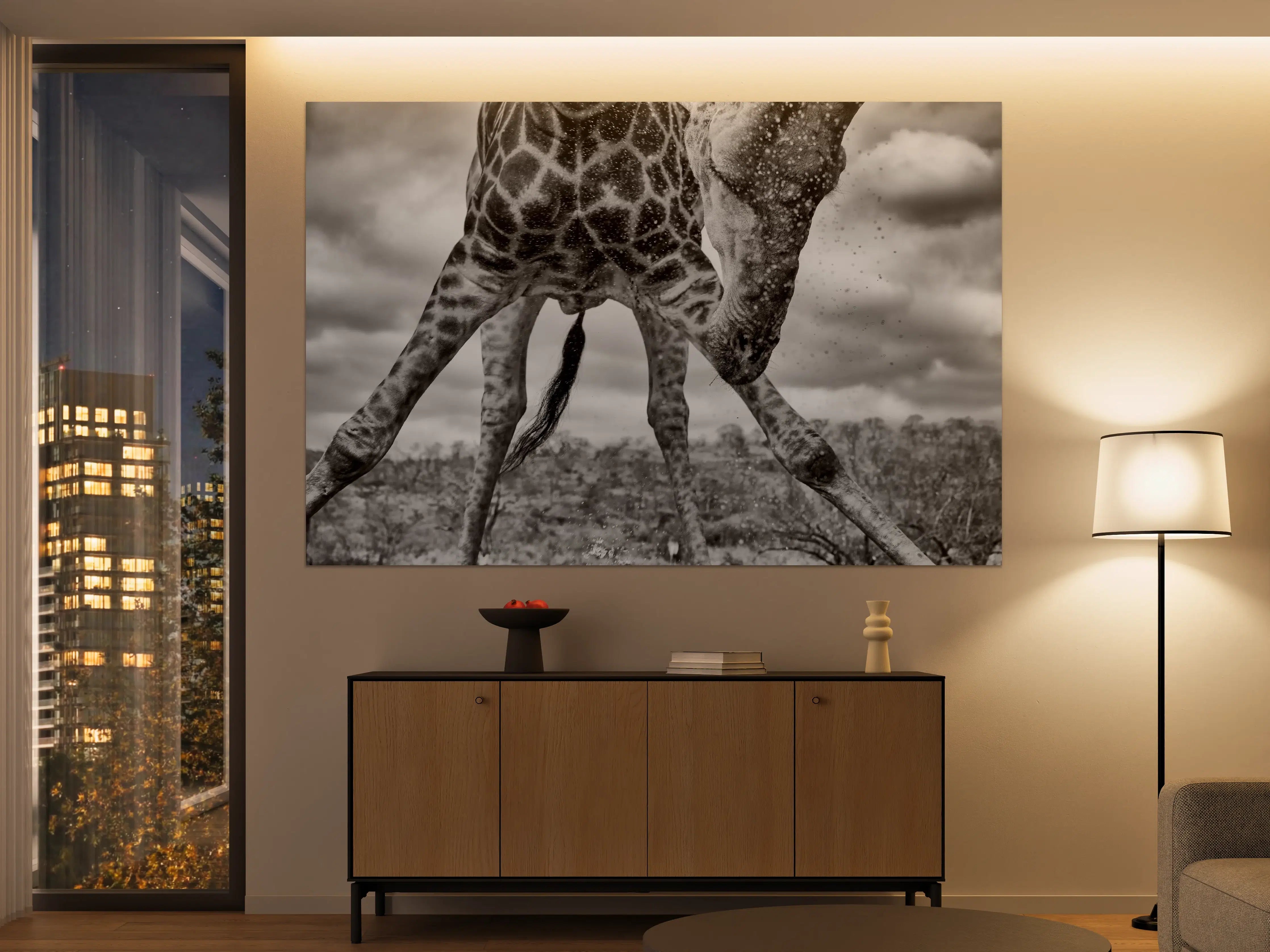 Große Wandbilder - Giraffe Schwarz-Weiß Splish