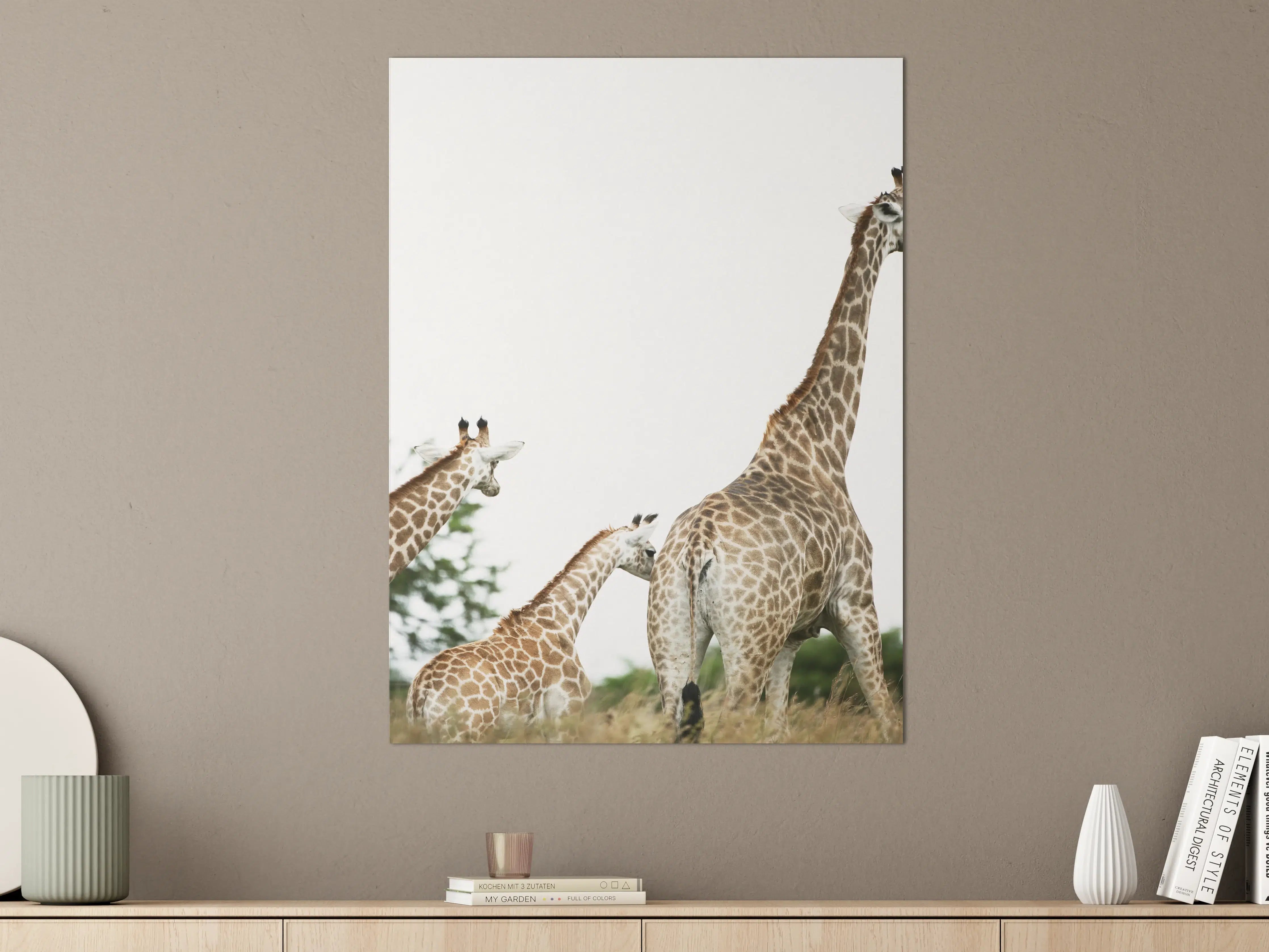 Große Wandbilder - Giraffen Familie - hell