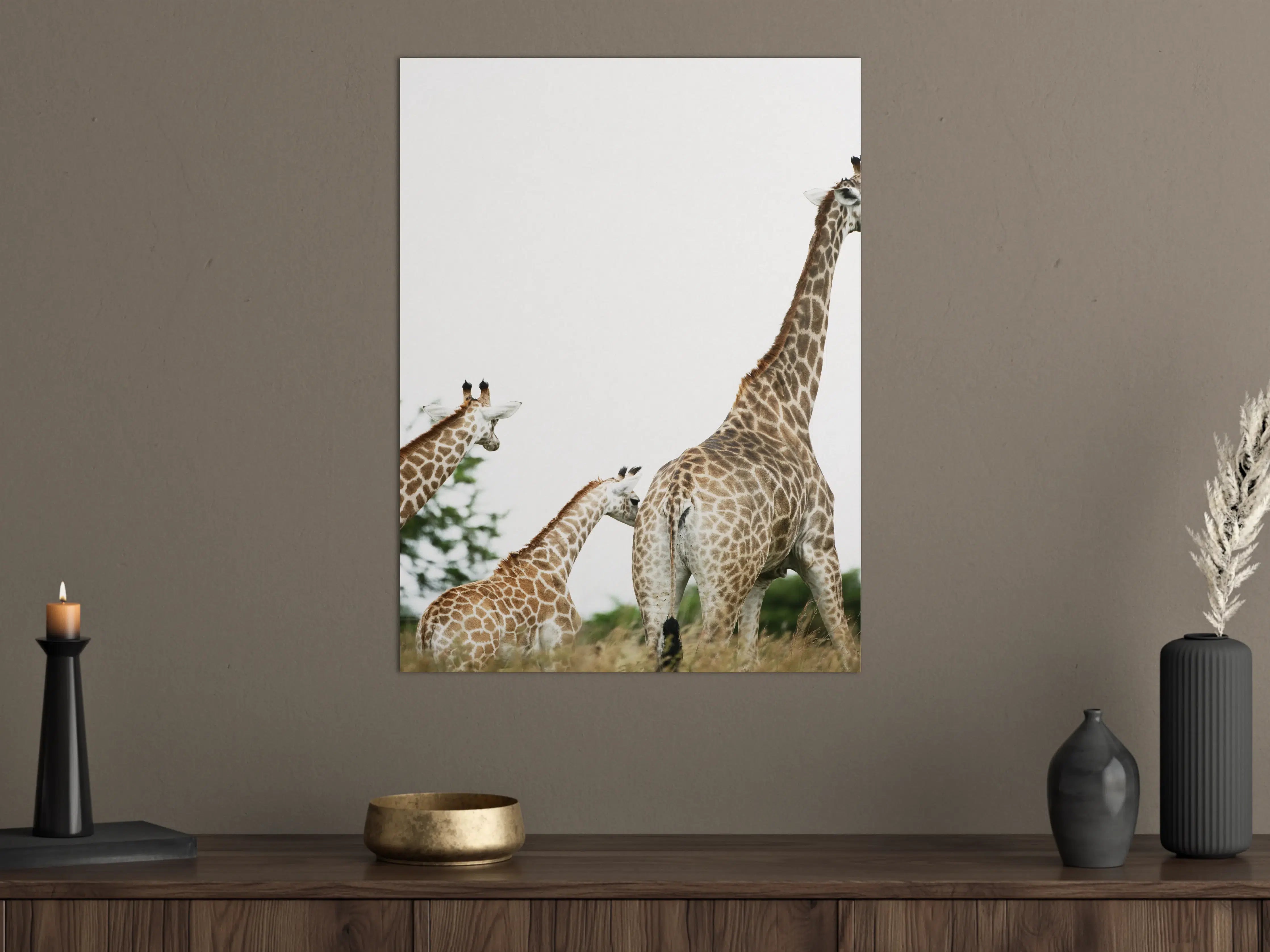 Große Wandbilder - Giraffen Familie - hell