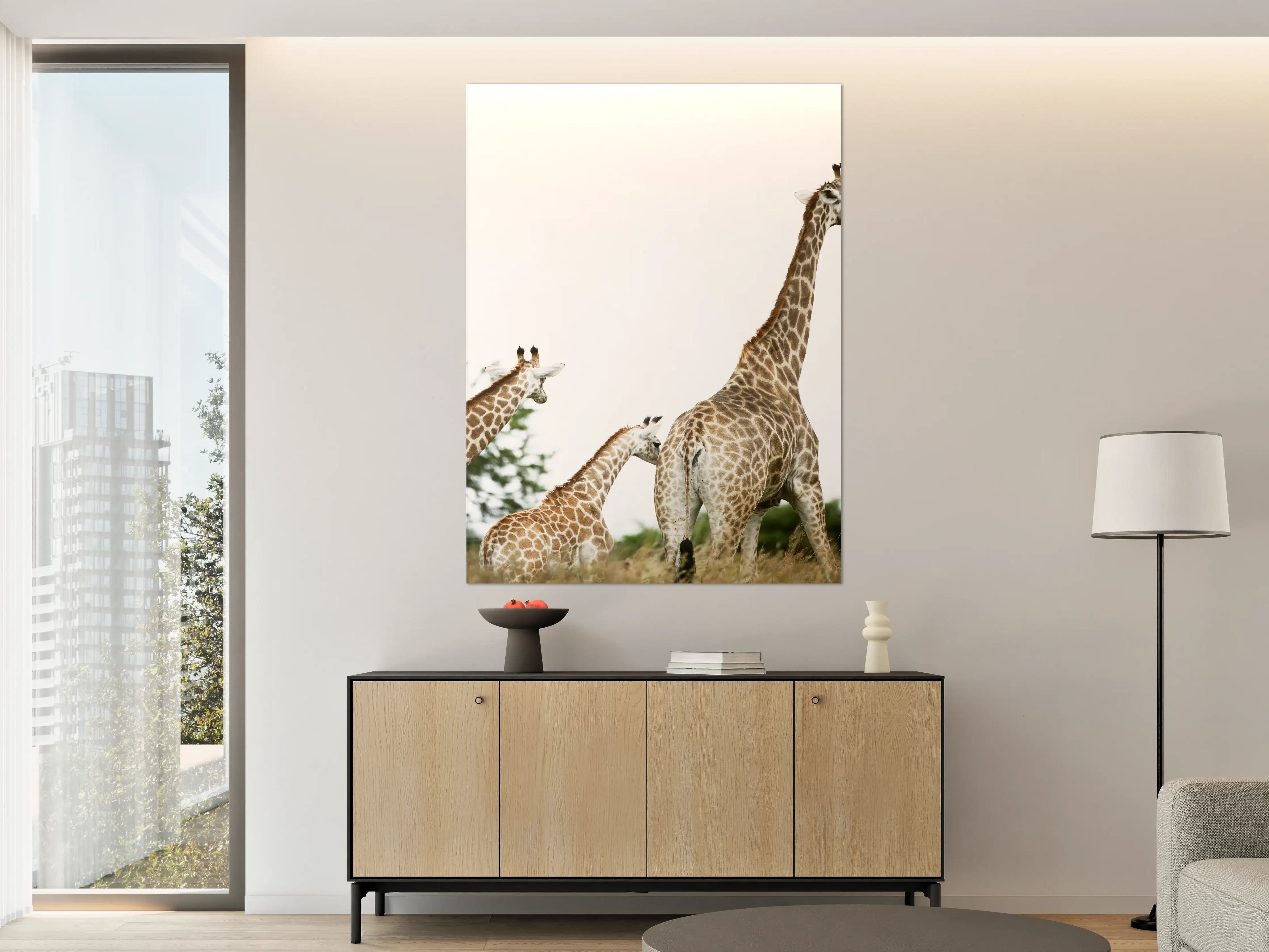 Große Wandbilder - Giraffen Familie - hell