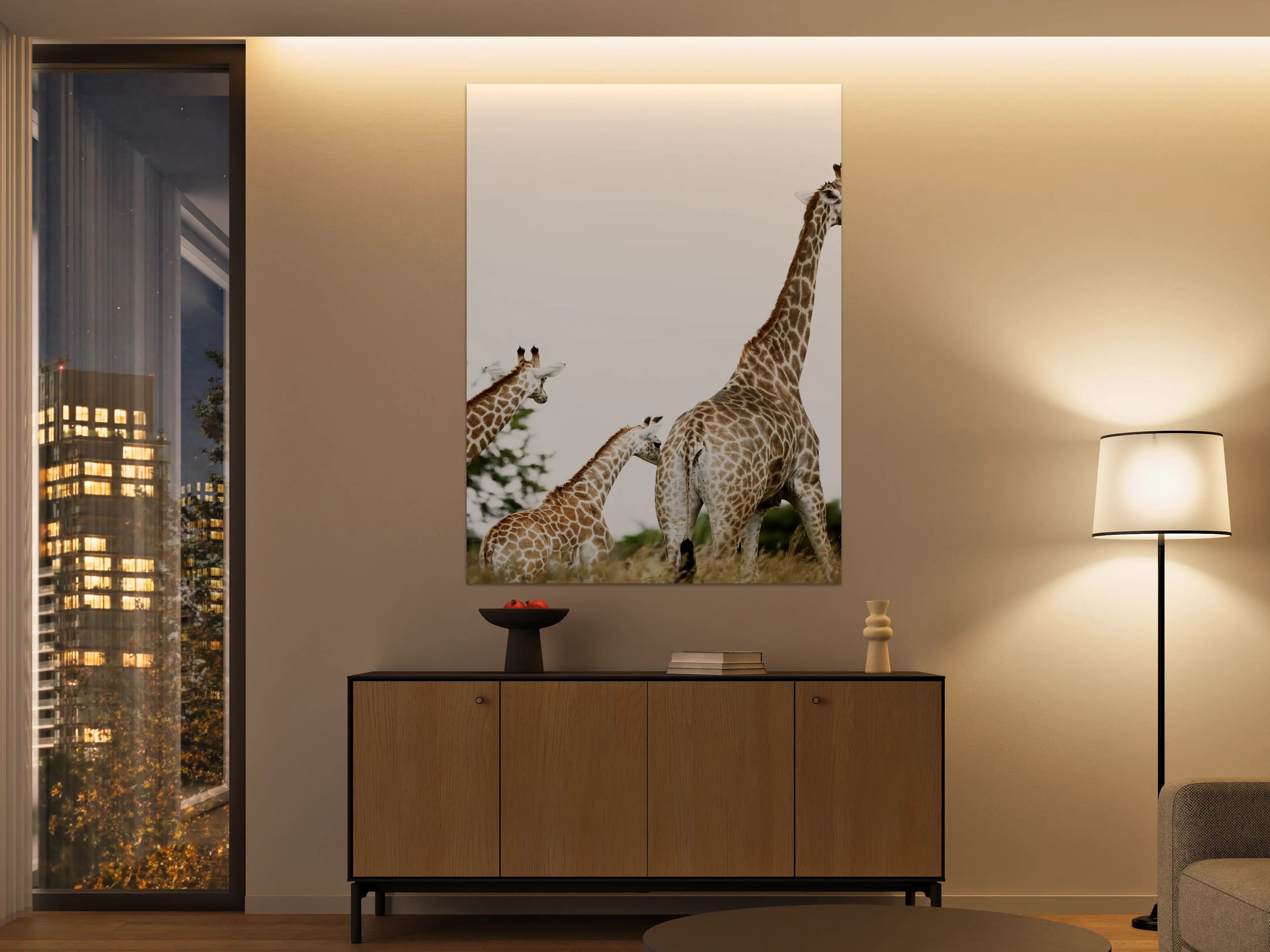 Große Wandbilder - Giraffen Familie - hell