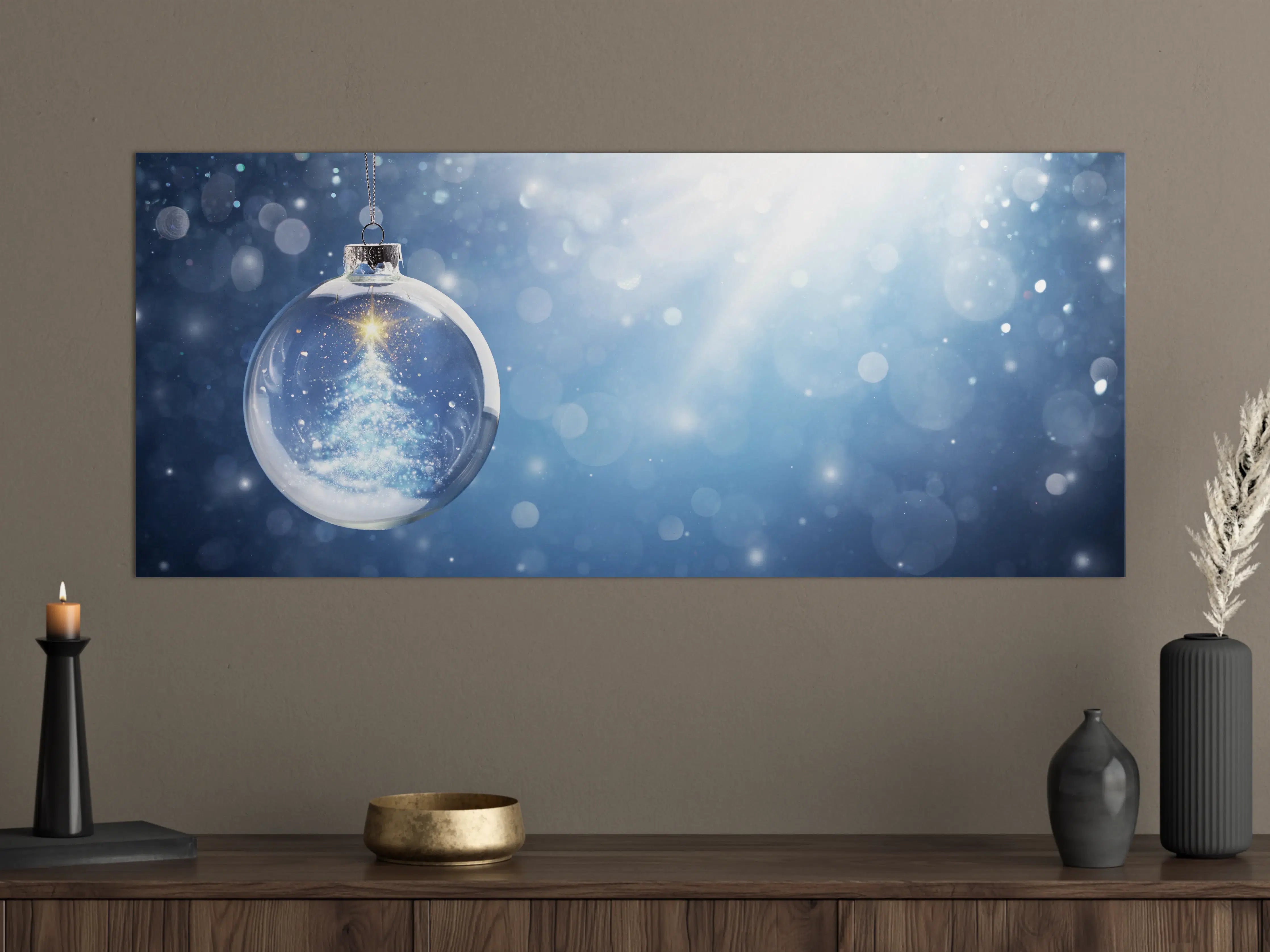 Große Wandbilder - Glänzender Weihnachtsbaum in Schneekugel