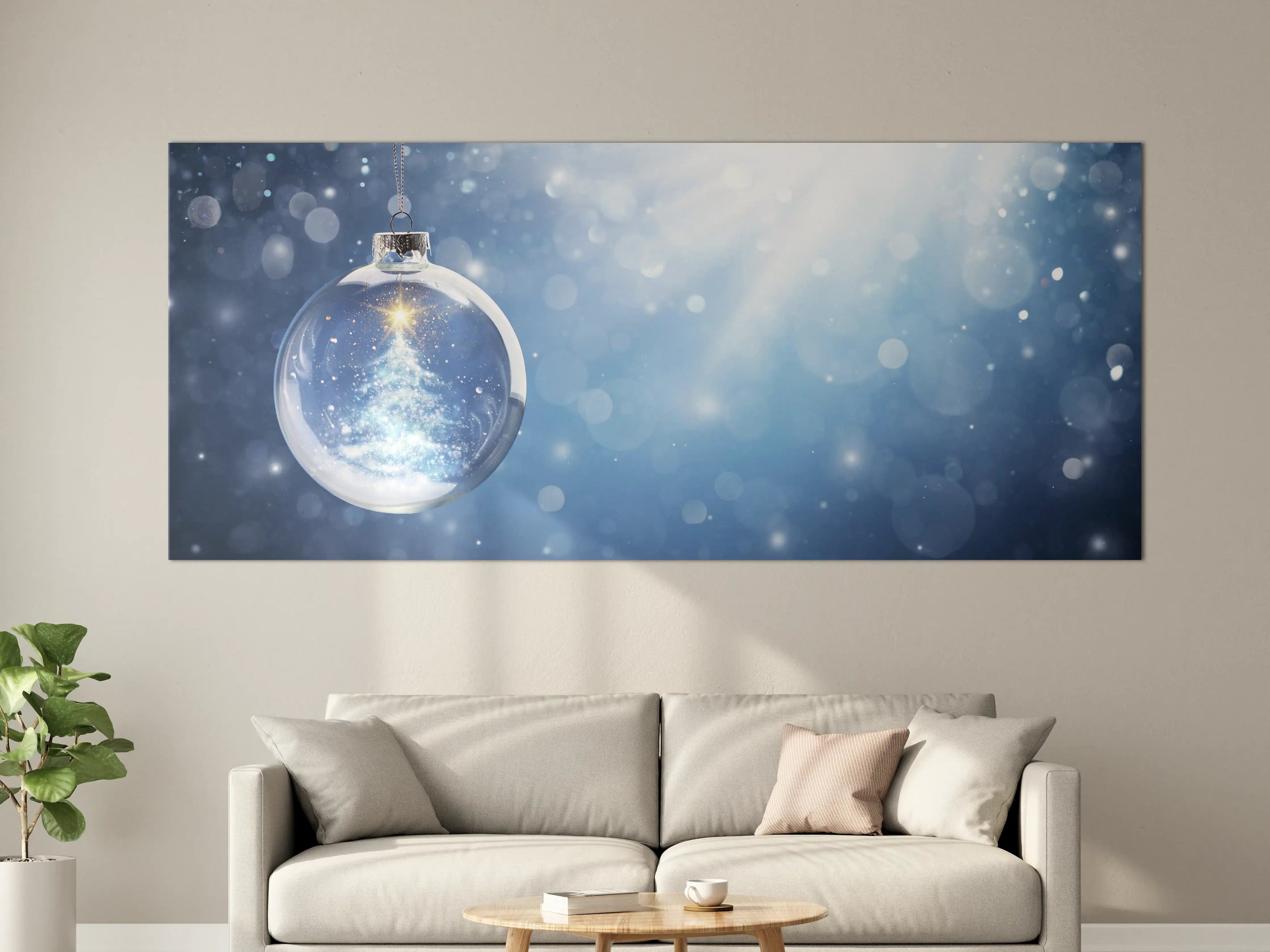 Große Wandbilder - Glänzender Weihnachtsbaum in Schneekugel