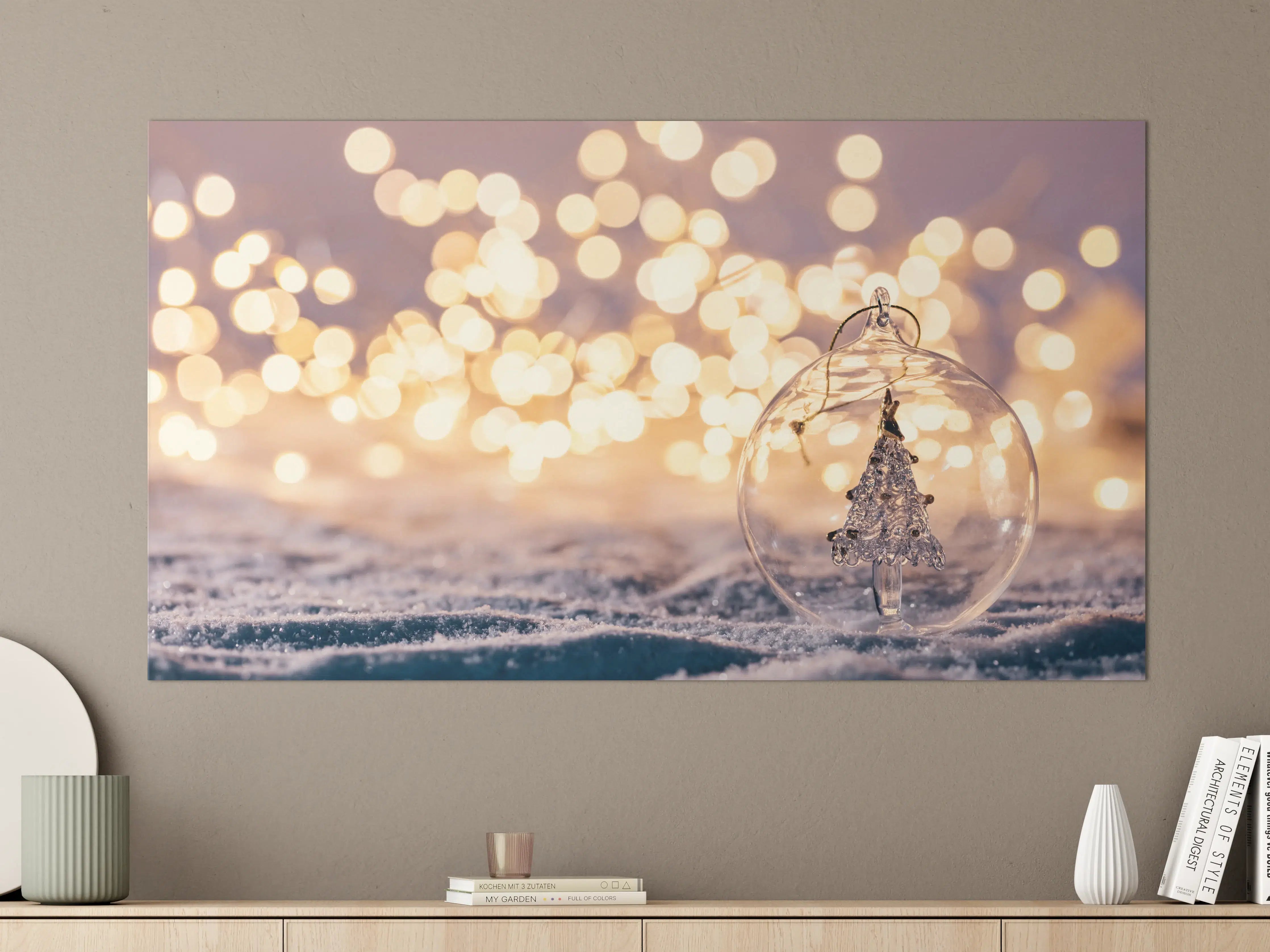 Große Wandbilder - Glitzernde Winterzauber Glas-Kugel